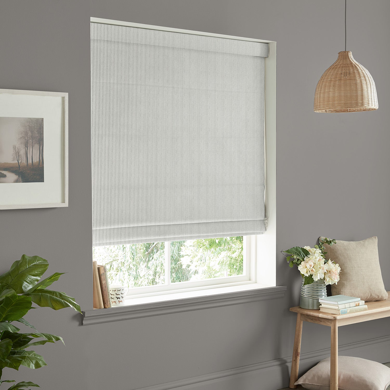 Stamford Stripe Grey Made To Measure Roman Blind By Sophie Allport