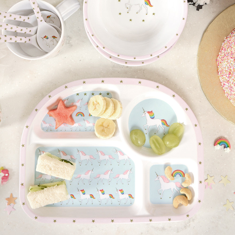 Unicorn Childrens Melamine Divider Plate