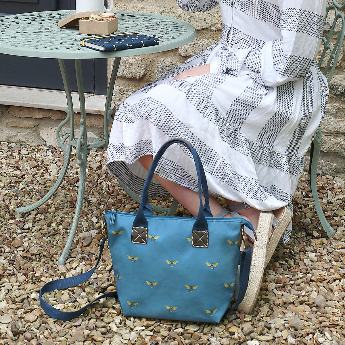 Bees Teal Mini Oundle Bag By Sophie Allport 