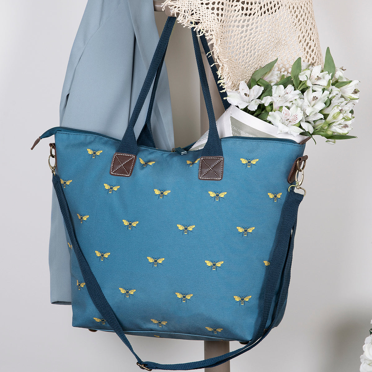 Bees Teal Oundle Bag by Sophie Allport