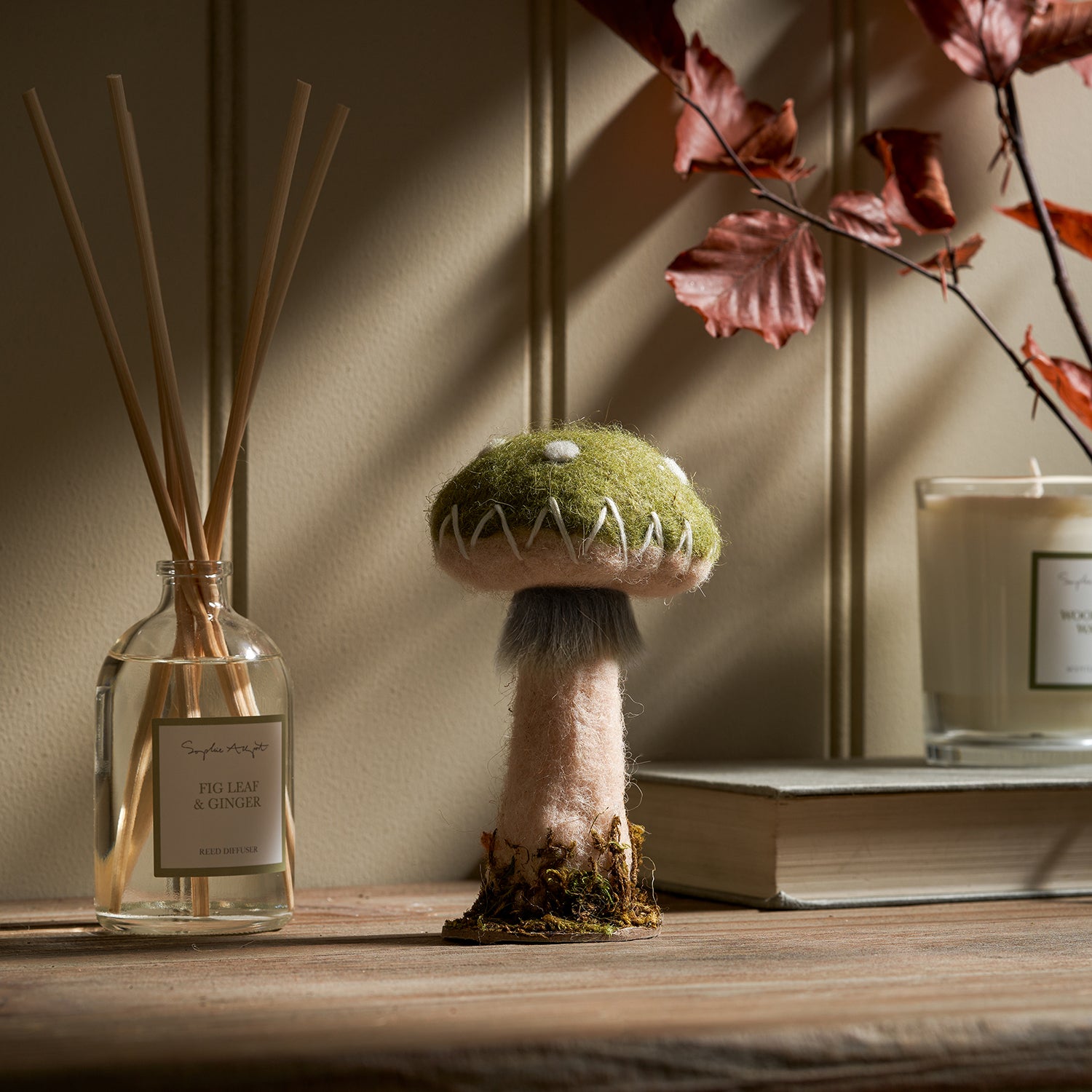 Green Felt Toadstool Figure