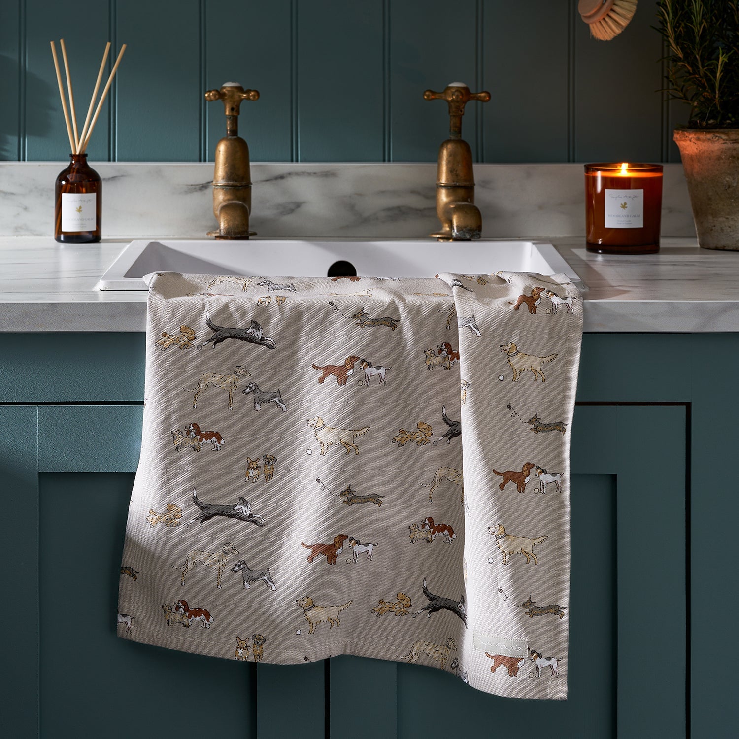 Doggy Daycare Tea Towel by Sophie Allport