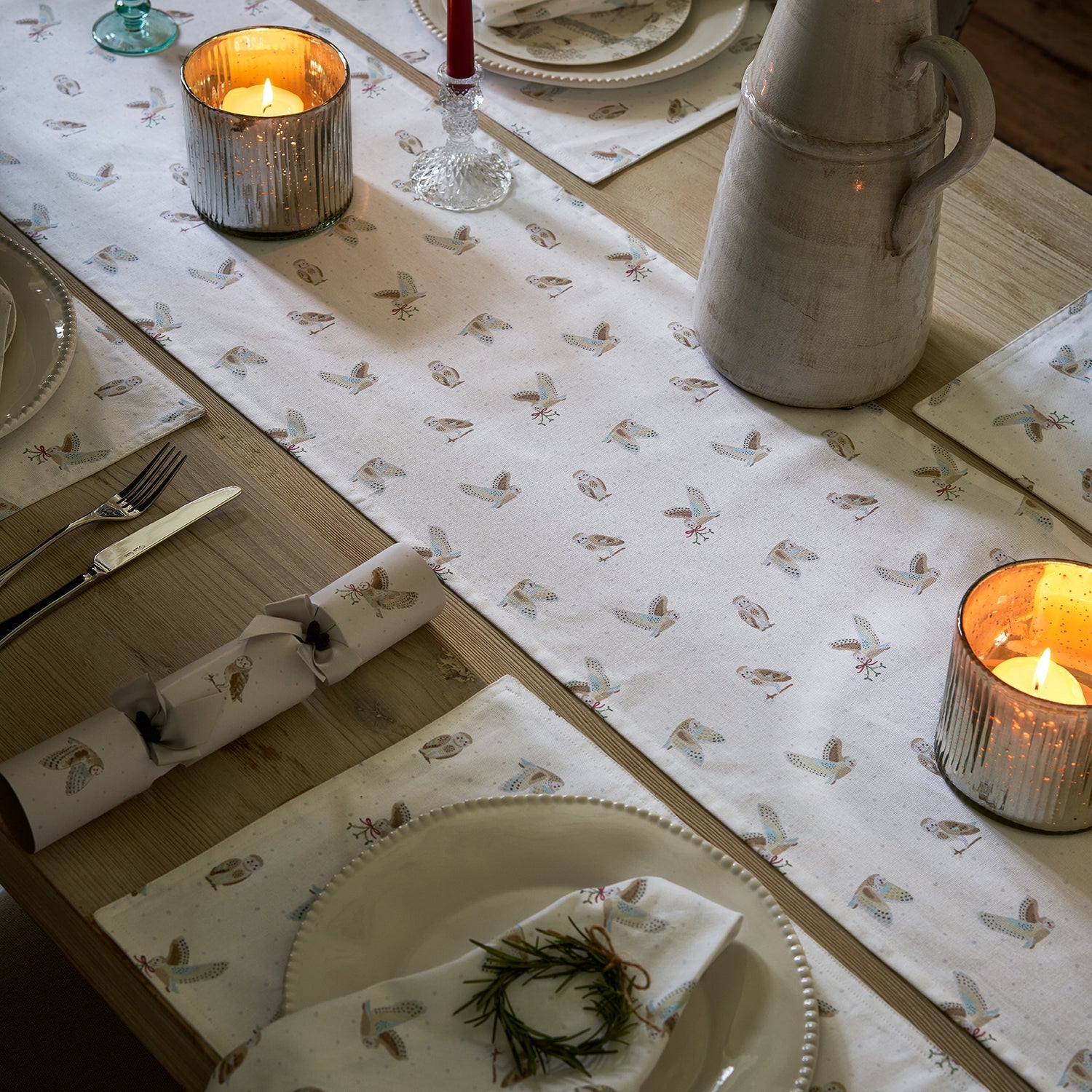 Snowy Owls Table Runner by Sophie Allport