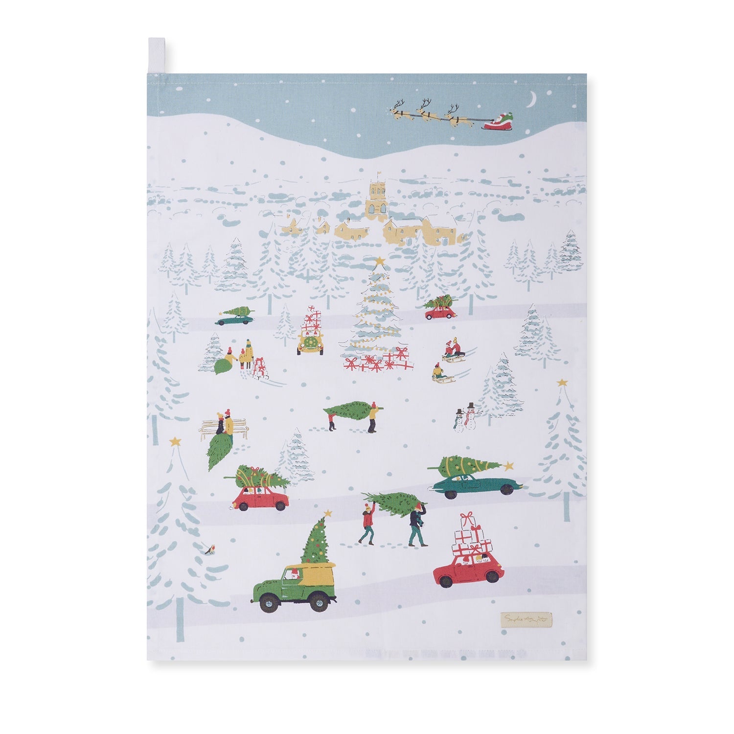 Home For Christmas Scene Tea Towel by Sophie Allport