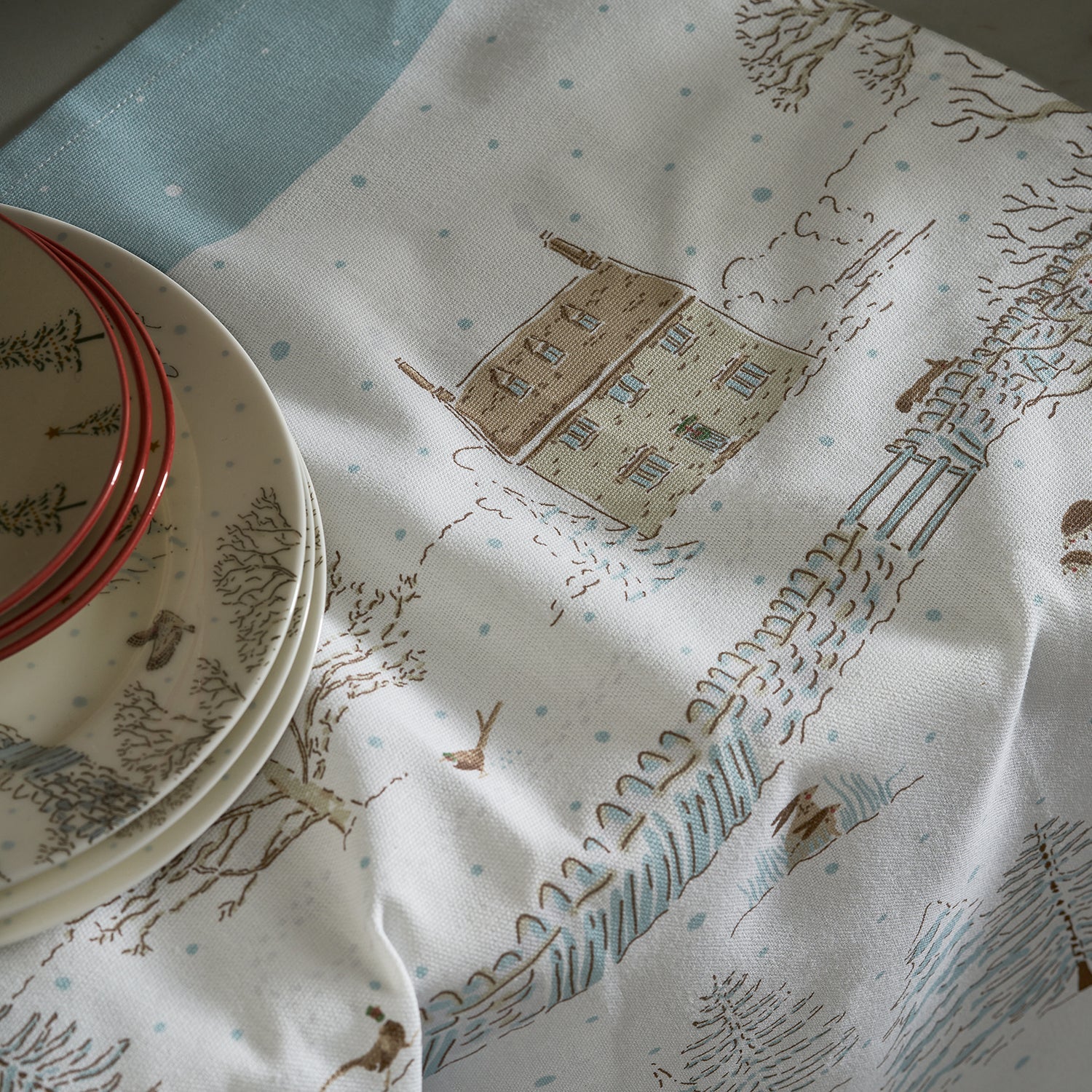 Snowy Cottage Tea Towel by Sophie Allport