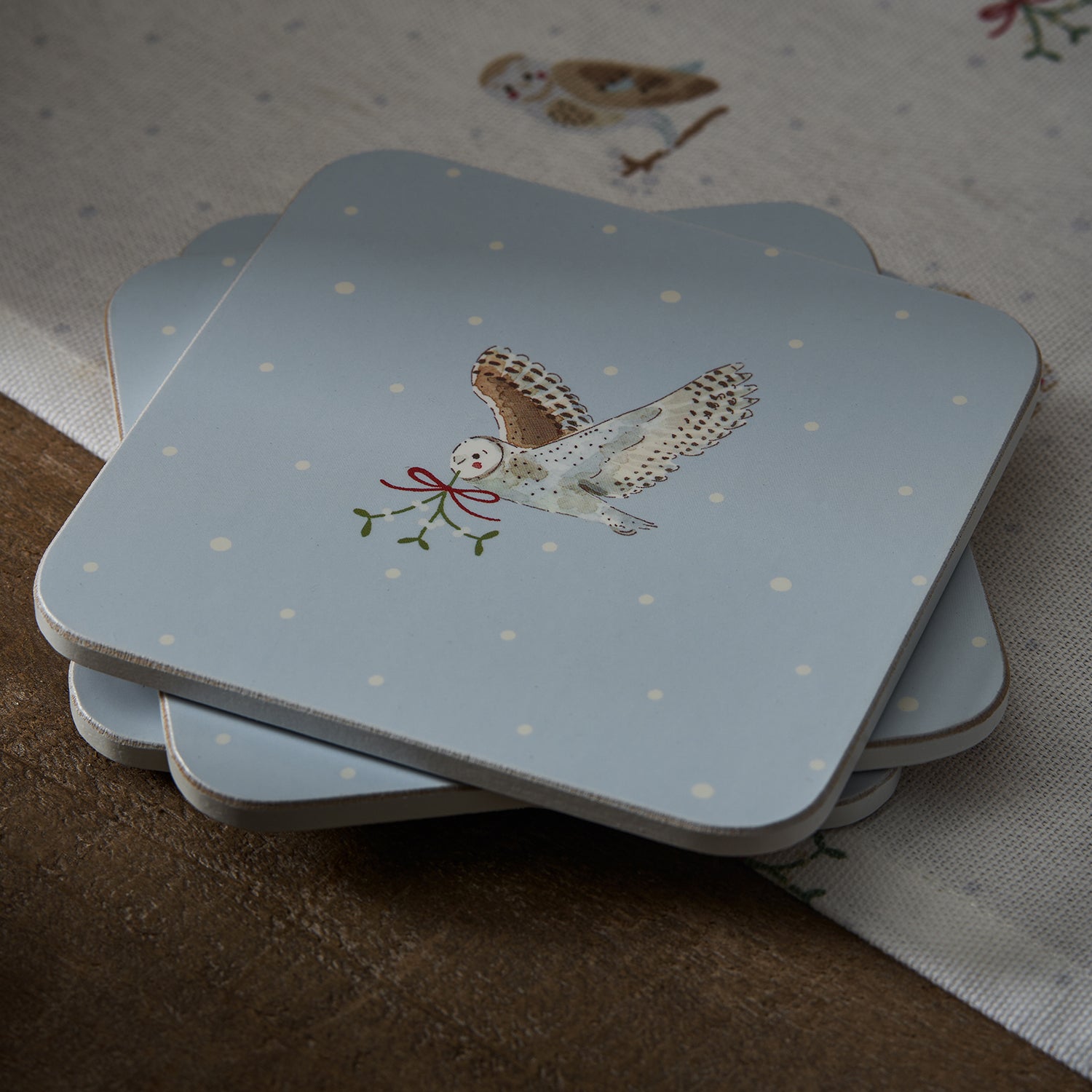 Snowy Owls Coasters (Set of 4)