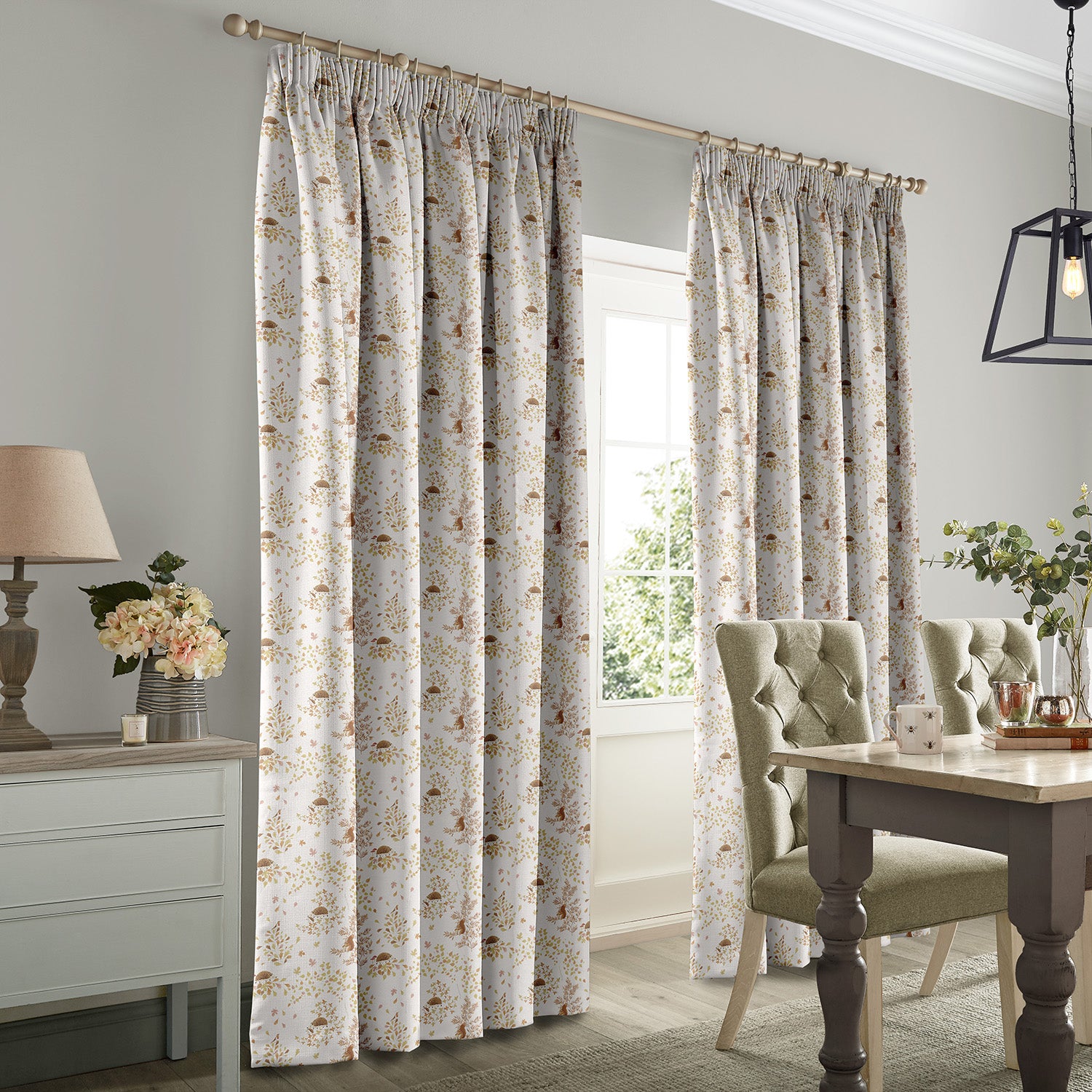 Woodland Friends Off White Made to Measure Curtains by Sophie Allport