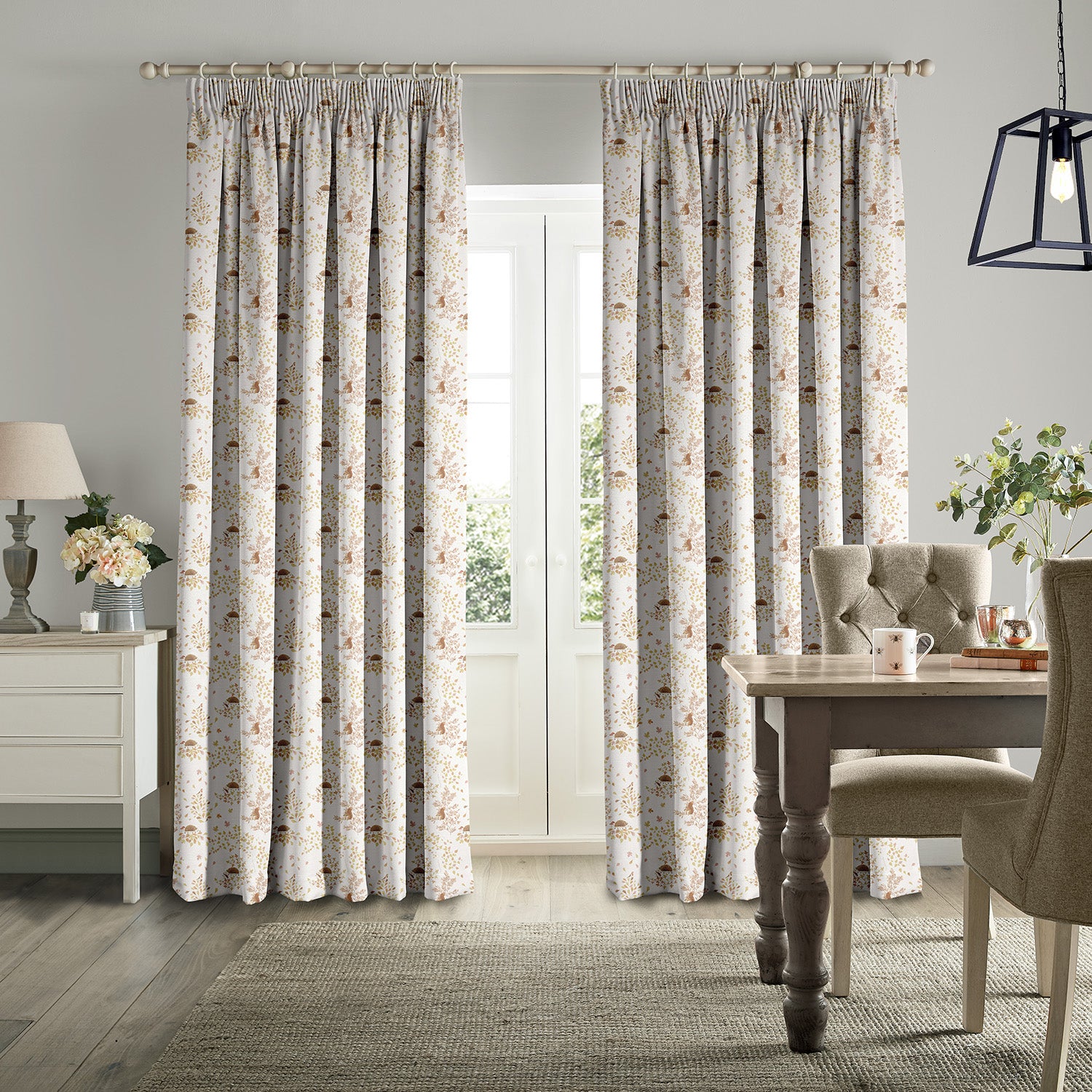 Woodland Friends Off White Made to Measure Curtains by Sophie Allport