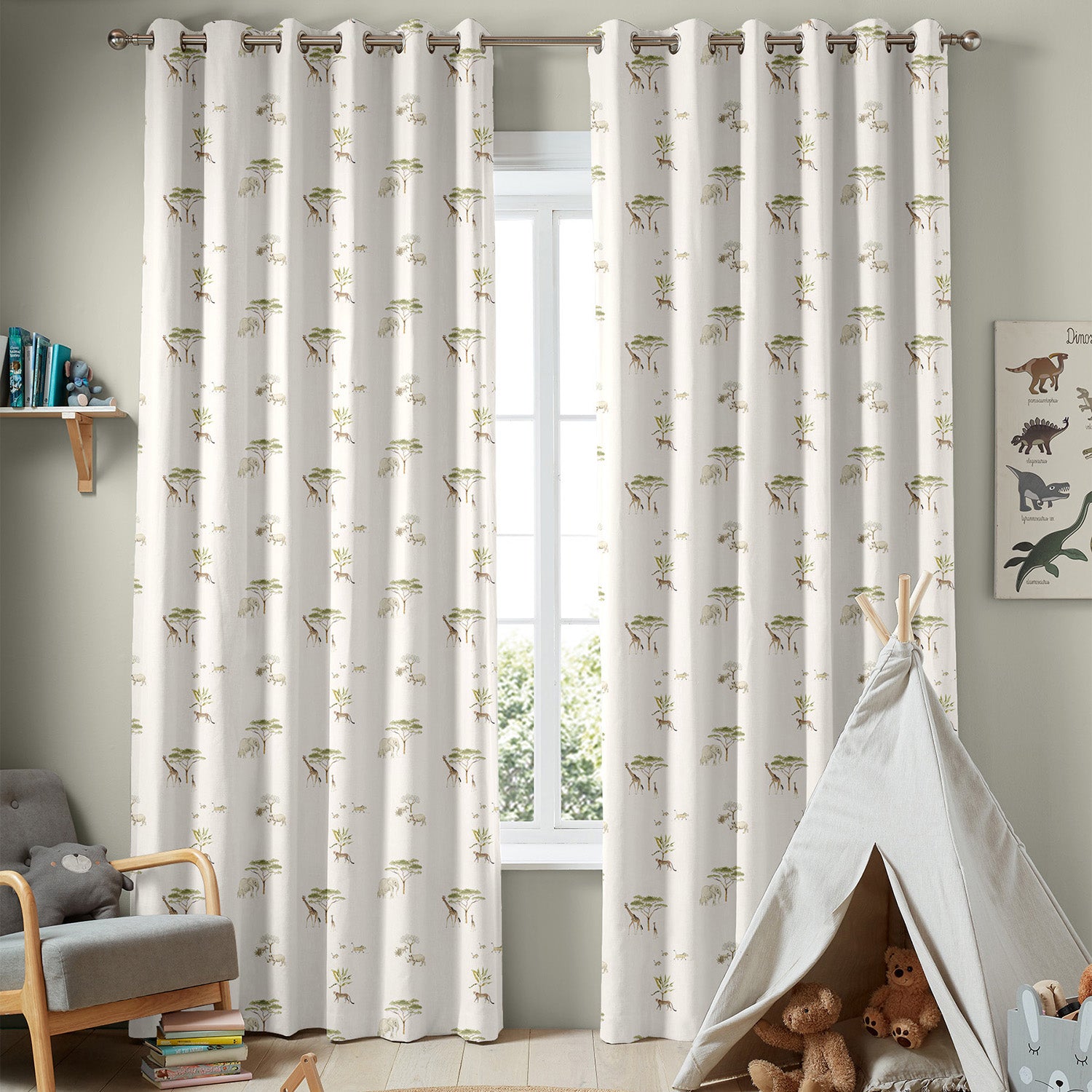 Wild Savannah Off White Made to Measure Curtains by Sophie Allport