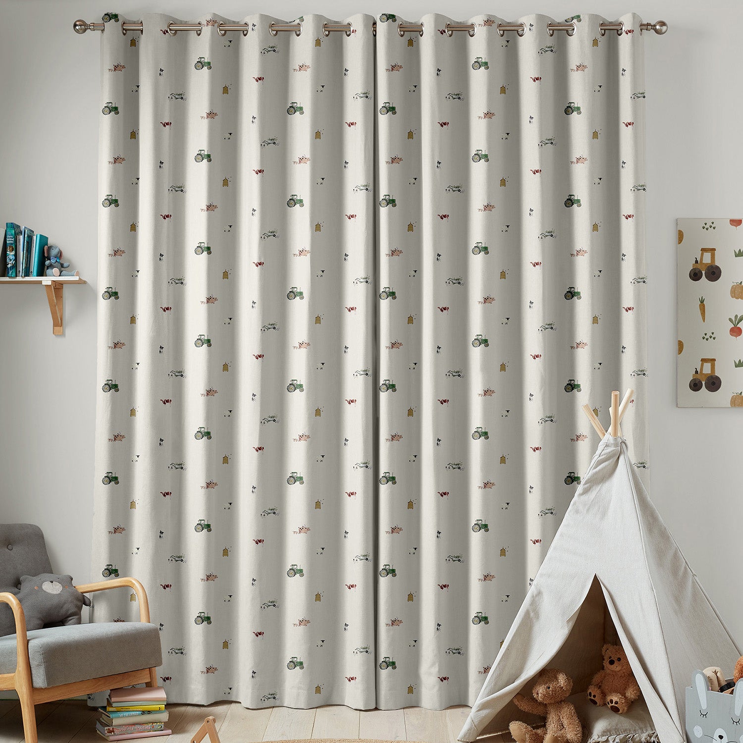 On The Farm Neutral Made to Measure Curtains by Sophie Allport