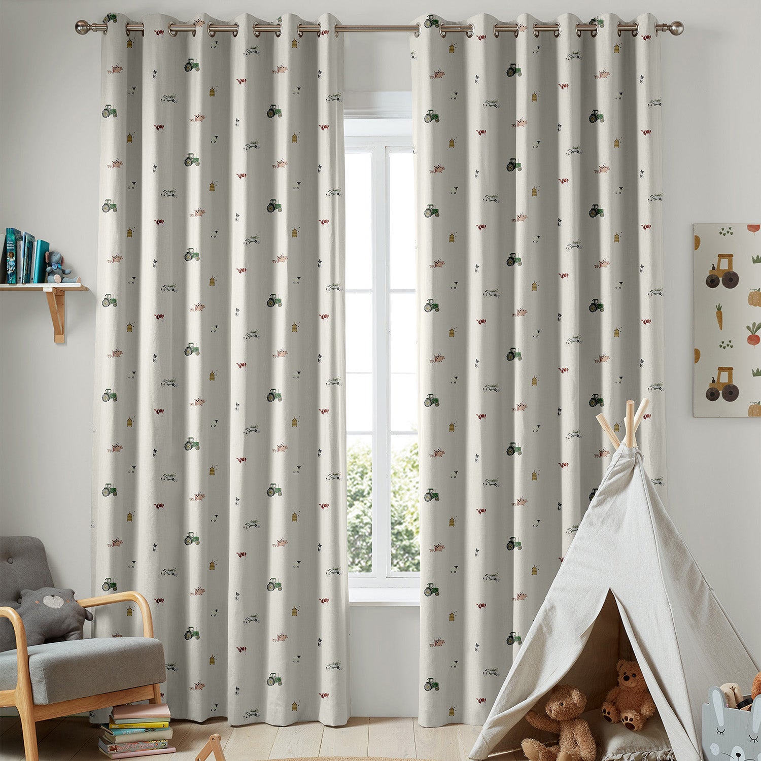 On The Farm Neutral Made to Measure Curtains by Sophie Allport