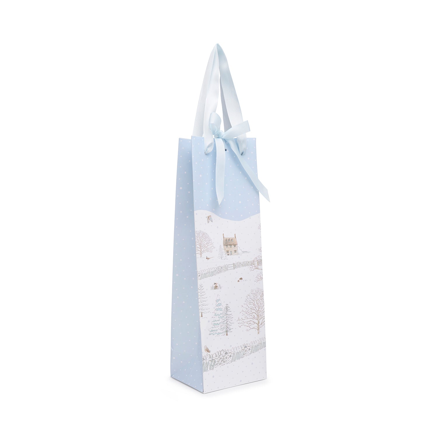 Snowy Cottage Bottle Gift Bag by Sophie Allport