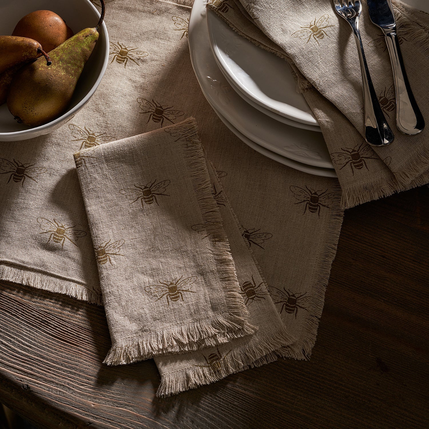 Bees Linen Fringed Napkins  by Sophie Allport