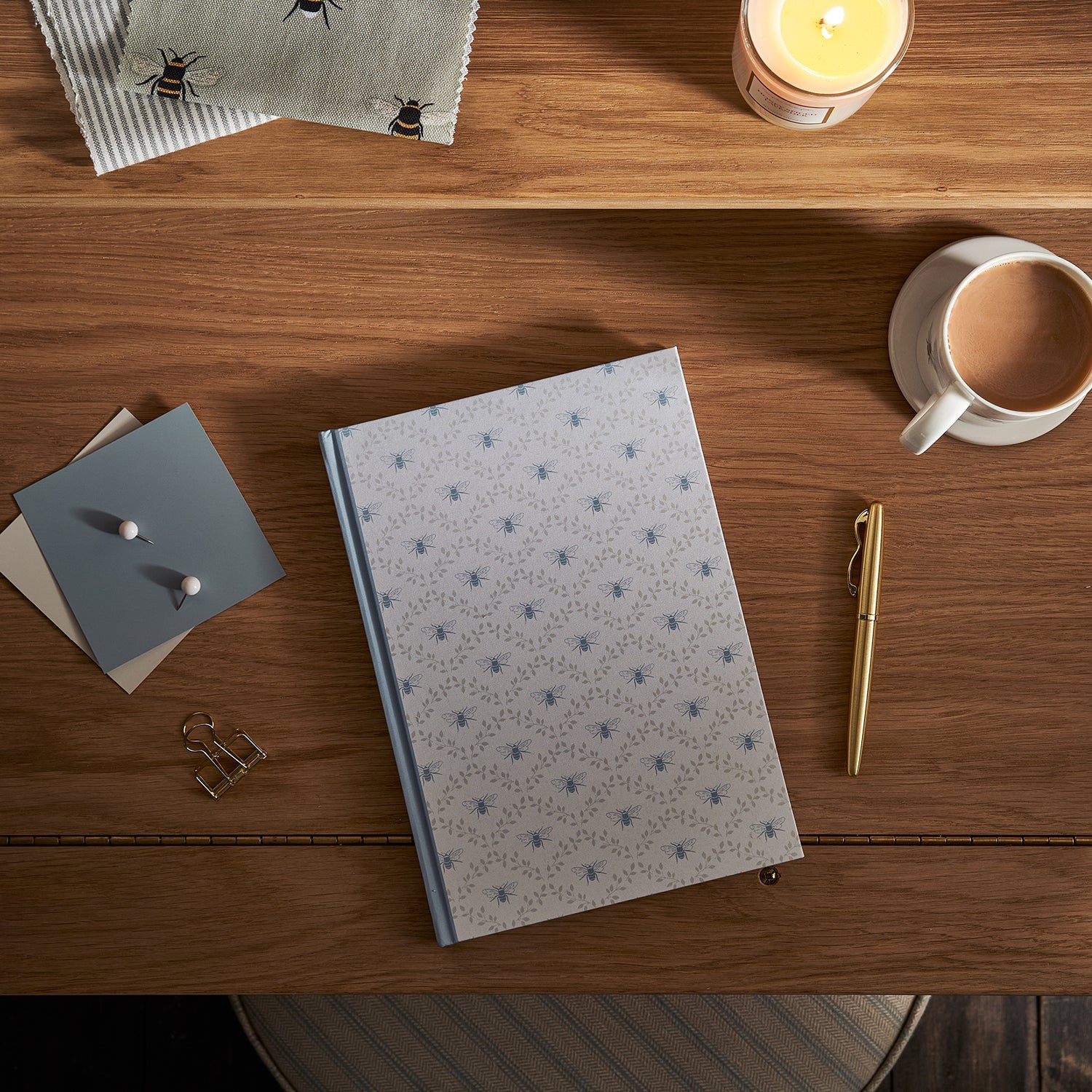 Bees & Leaves B5 Fabric Notebook by Sophie Allport