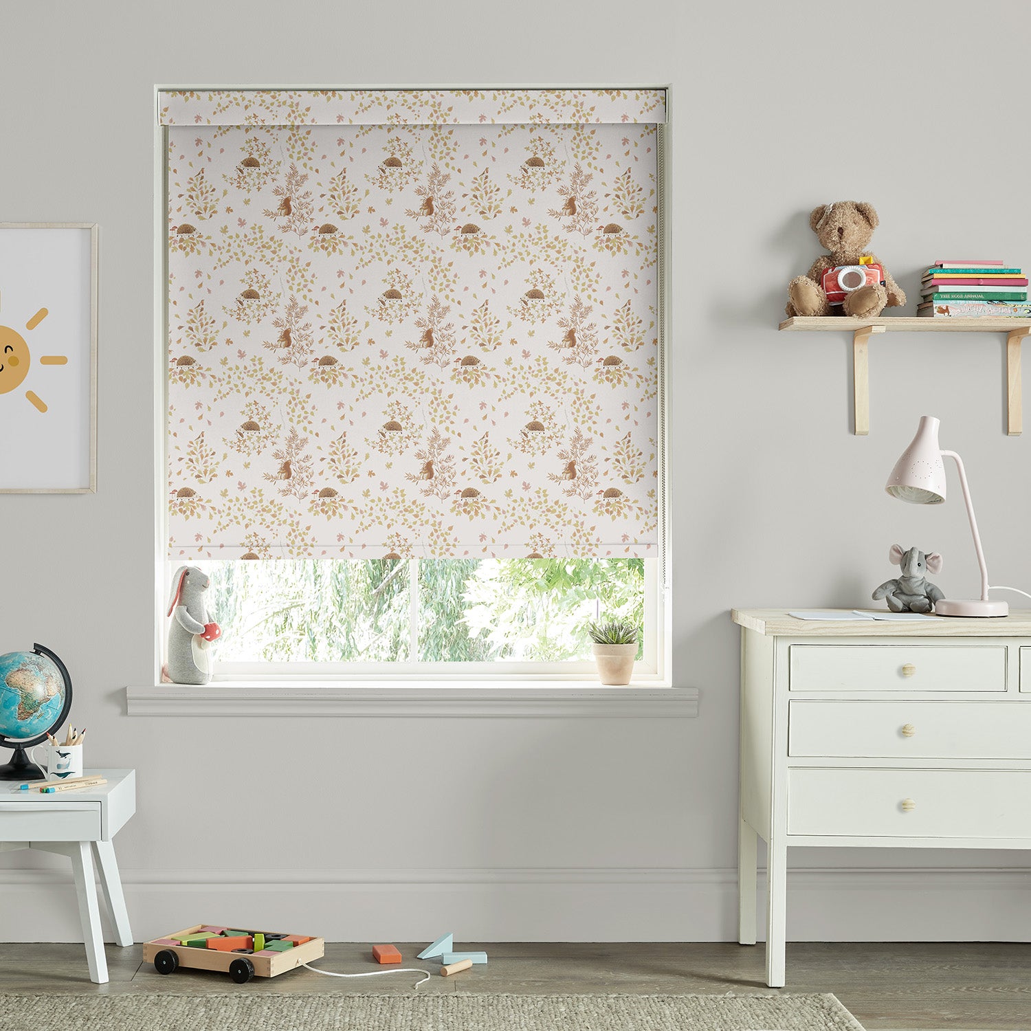 Woodland Friends Off White Made to Measure Roller Blind by Sophie Allport