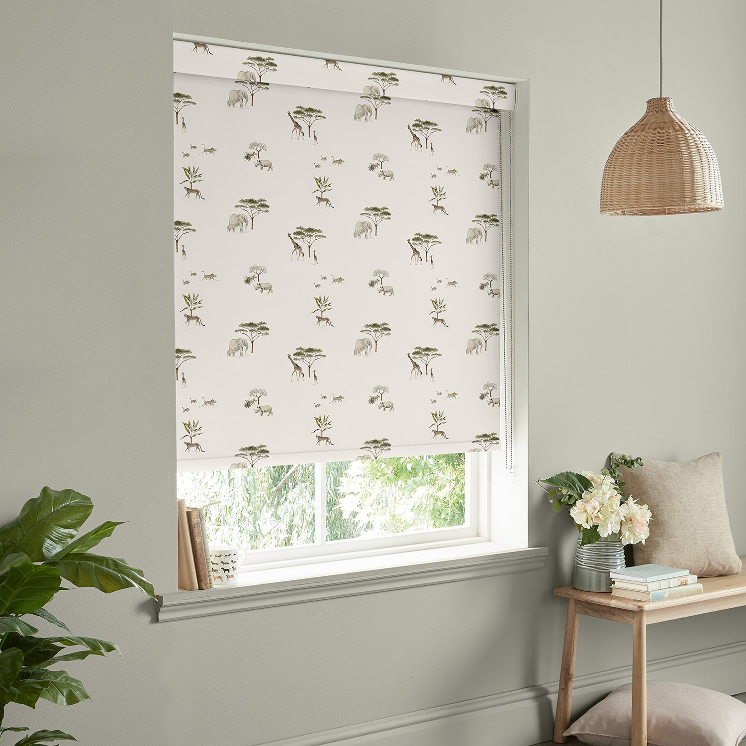 Wild Savannah Off White Made to Measure Roller Blind by Sophie Allport