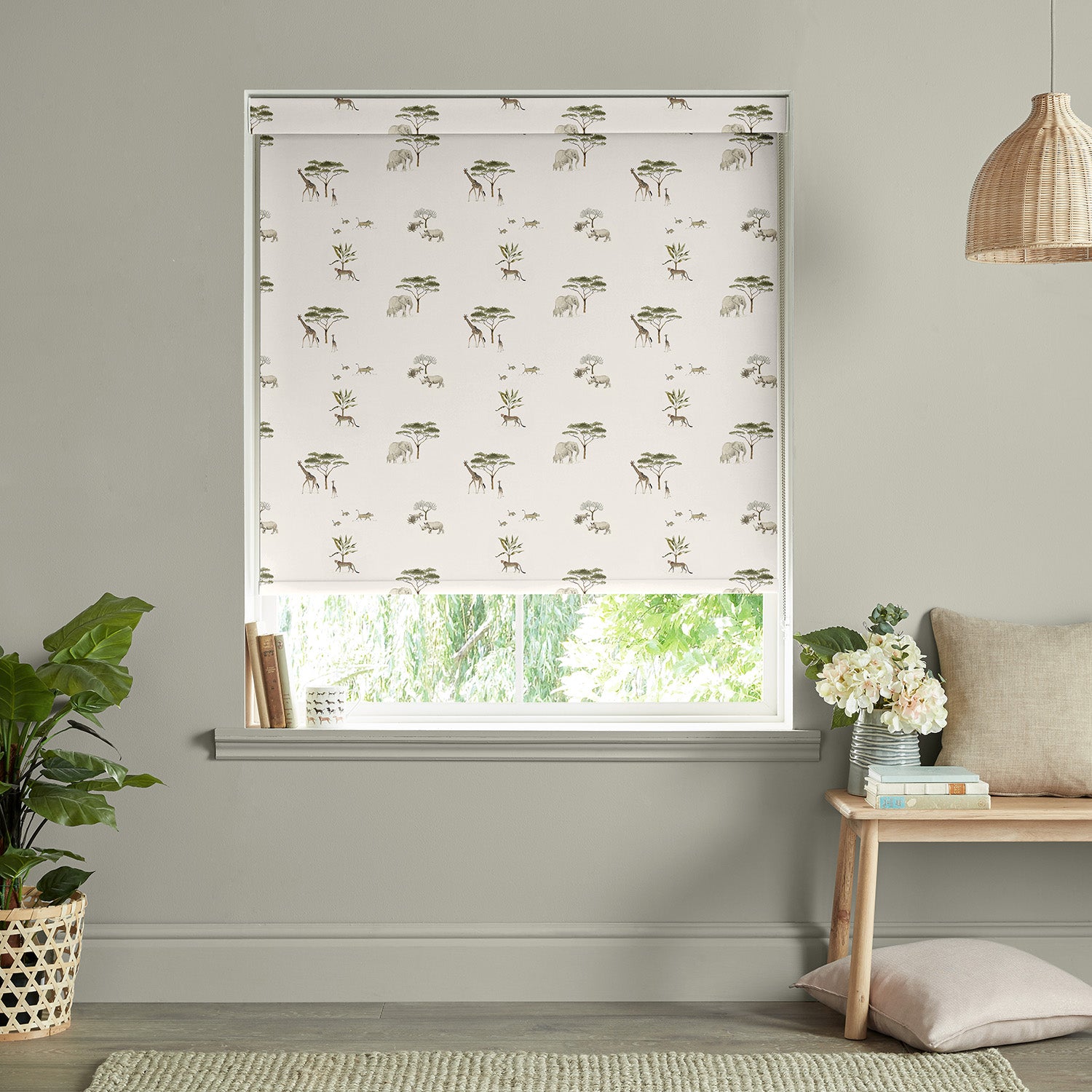 Wild Savannah Off White Made to Measure Roller Blind by Sophie Allport