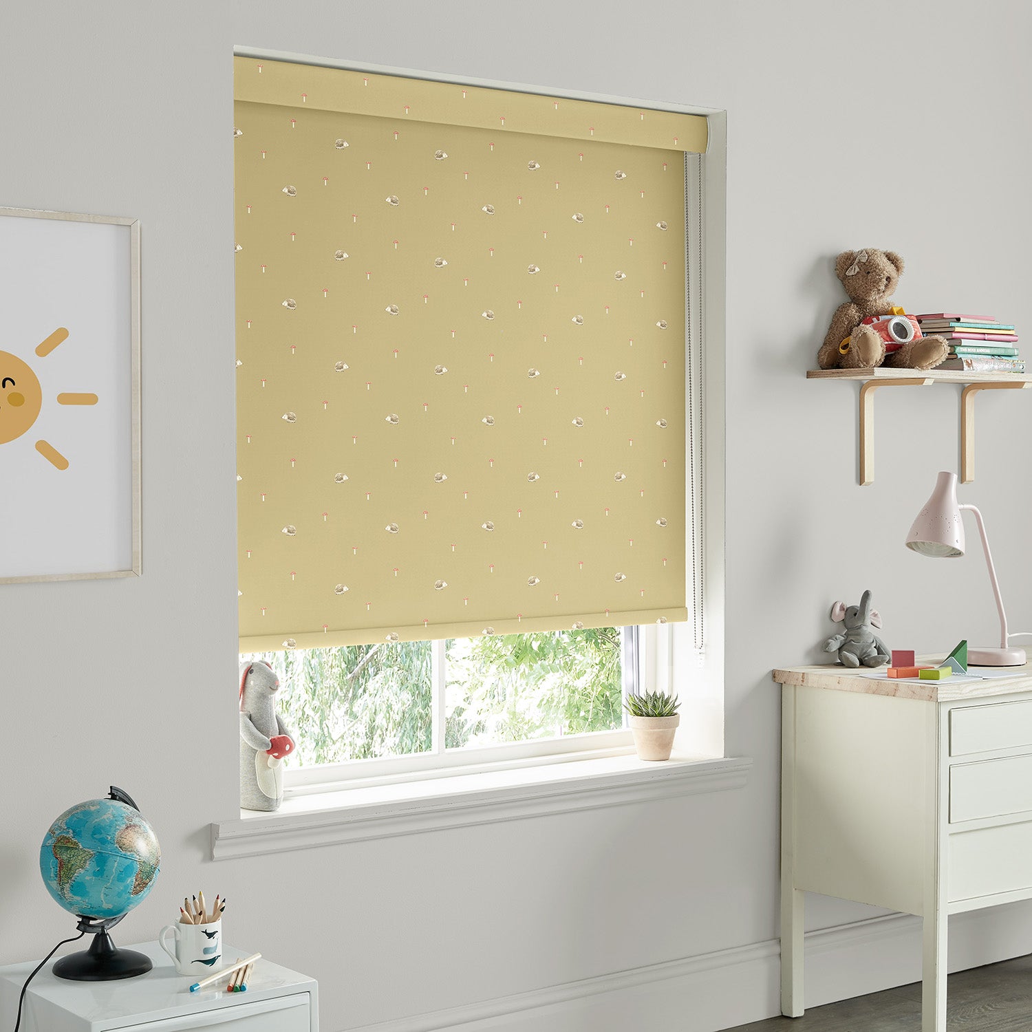 Hedgehogs Mustard Made to Measure Roller Blind by Sophie Allport