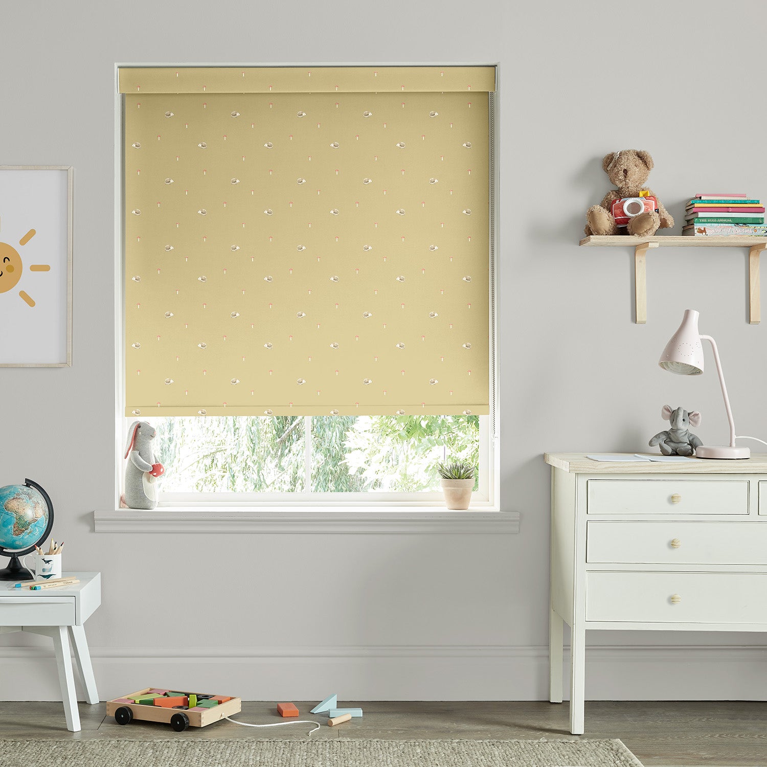 Hedgehogs Mustard Made to Measure Roller Blind by Sophie Allport