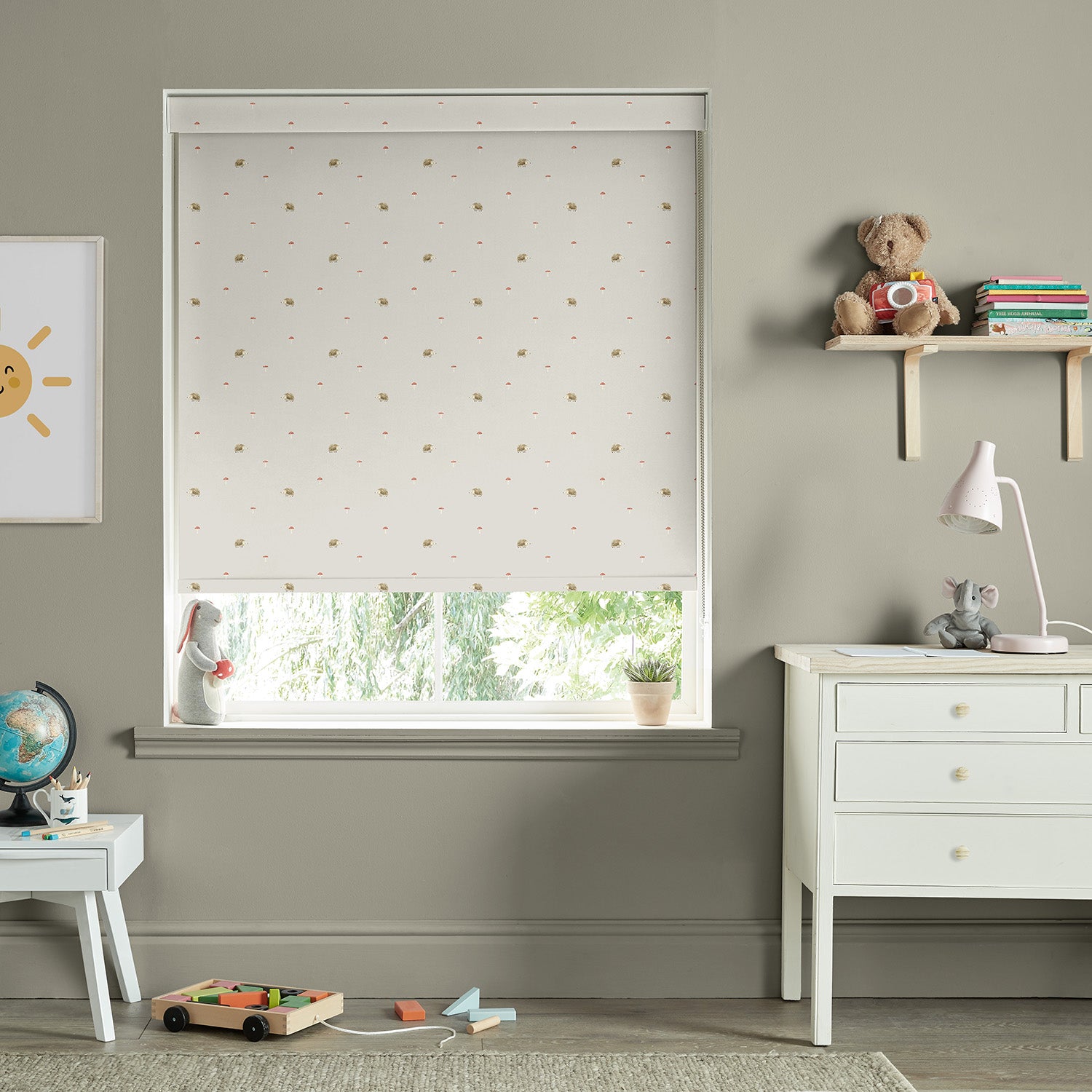 Hedgehogs Neutral Made to Measure Roller Blind by Sophie Allport