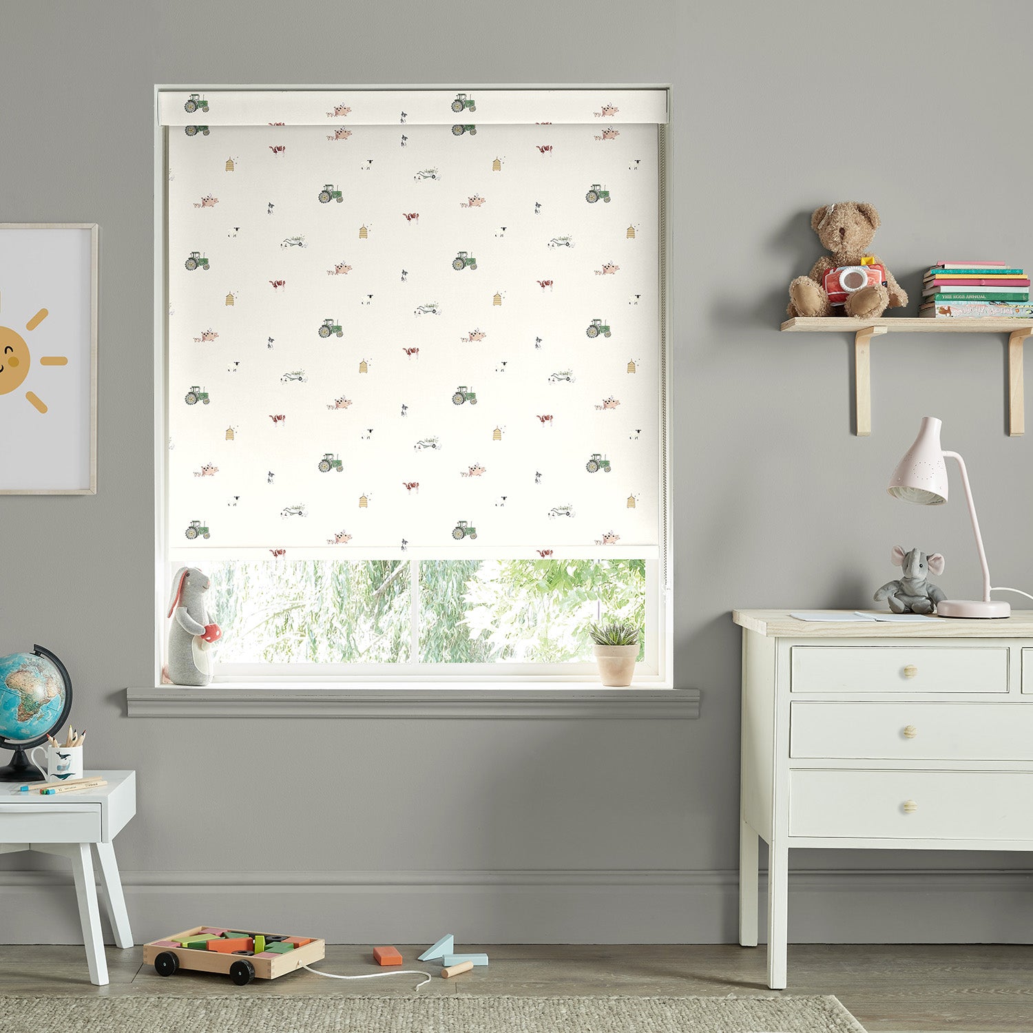 On the Farm Neutral Made to Measure Roller Blind by Sophie Allport