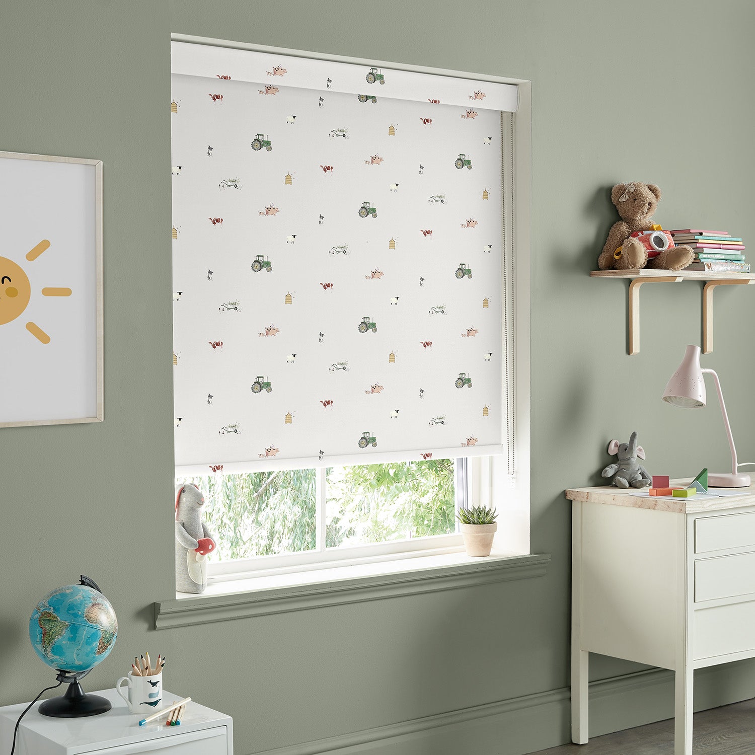 On the Farm Soft Grey Made to Measure Roller Blind by Sophie Allport