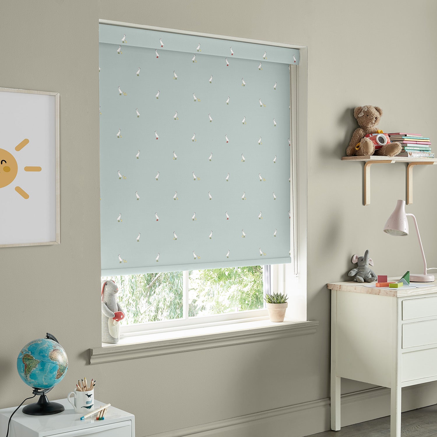 Runner Duck Blue Made to Measure Roller Blind by Sophie Allport