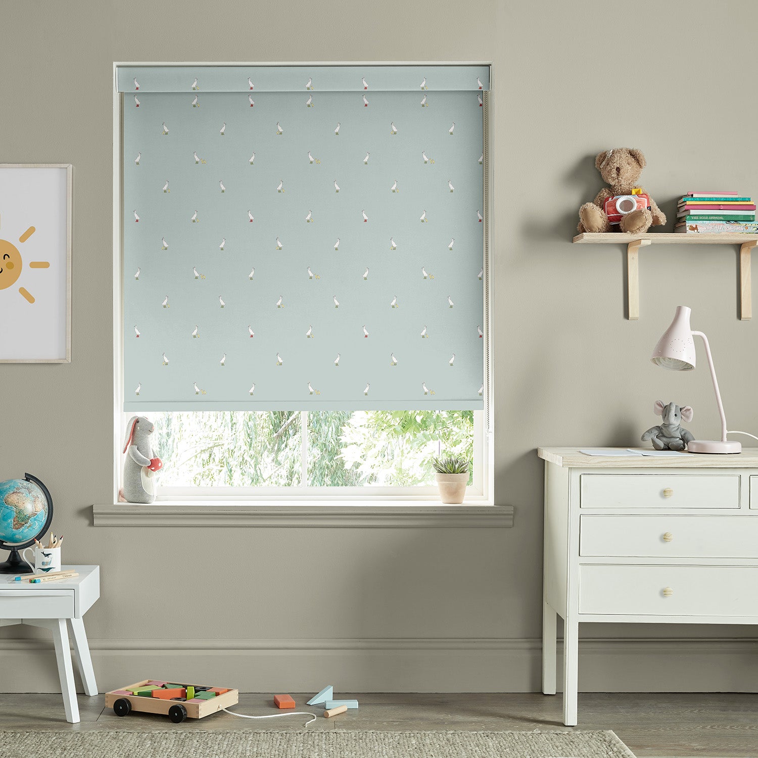 Runner Duck Blue Made to Measure Roller Blind by Sophie Allport