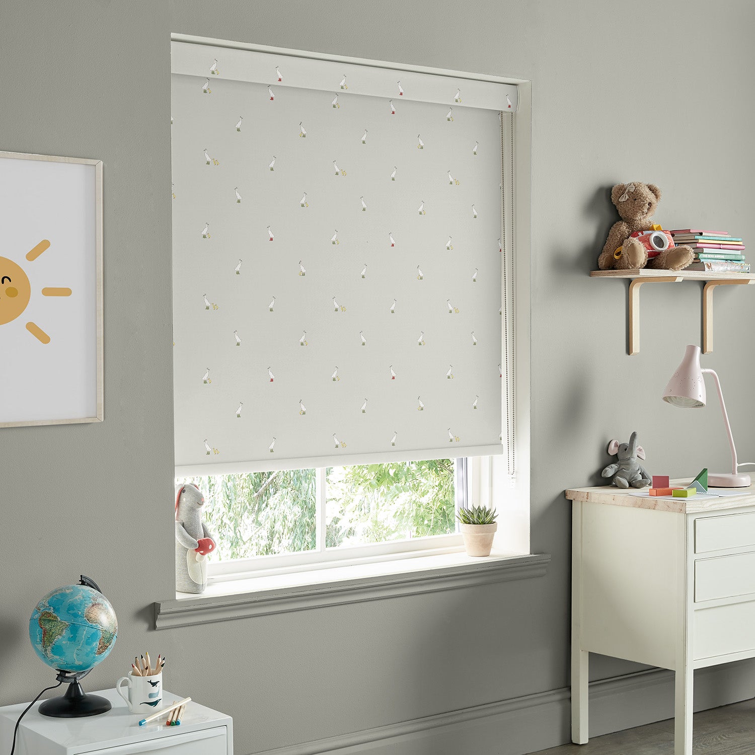 Runner Duck Grey Made to Measure Roller Blind by Sophie Allport