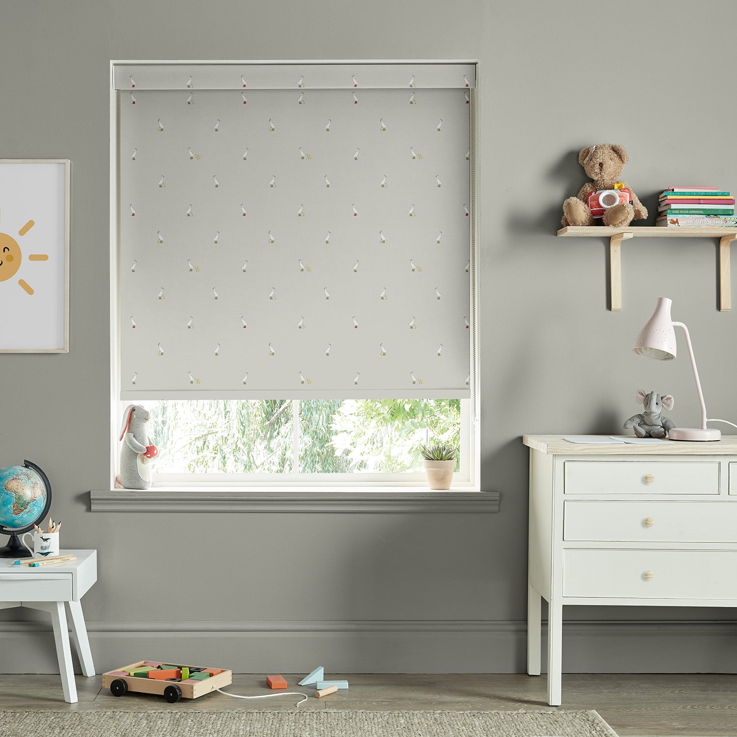 Runner Duck Grey Made to Measure Roller Blind by Sophie Allport