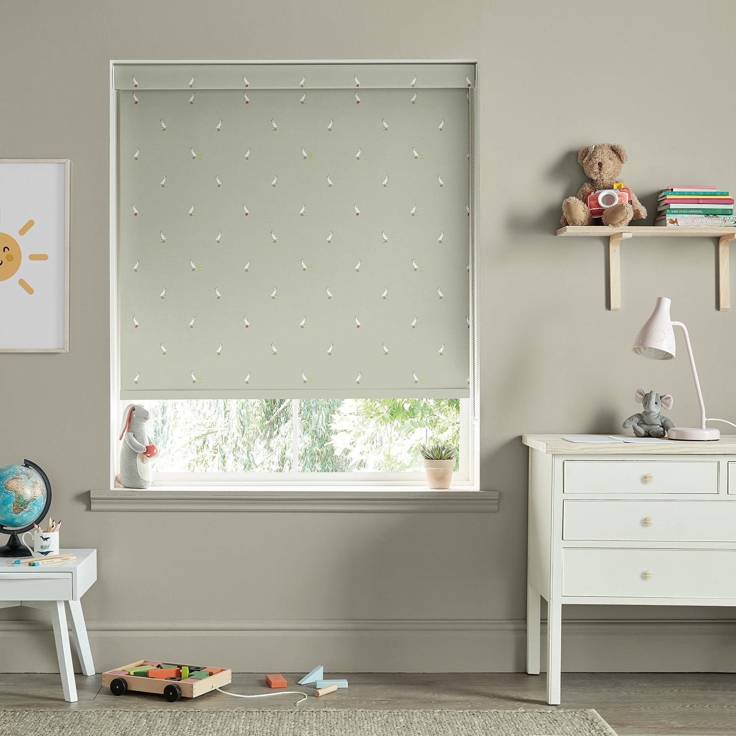 Runner Duck Sage Green Made to Measure Roller Blind by Sophie Allport