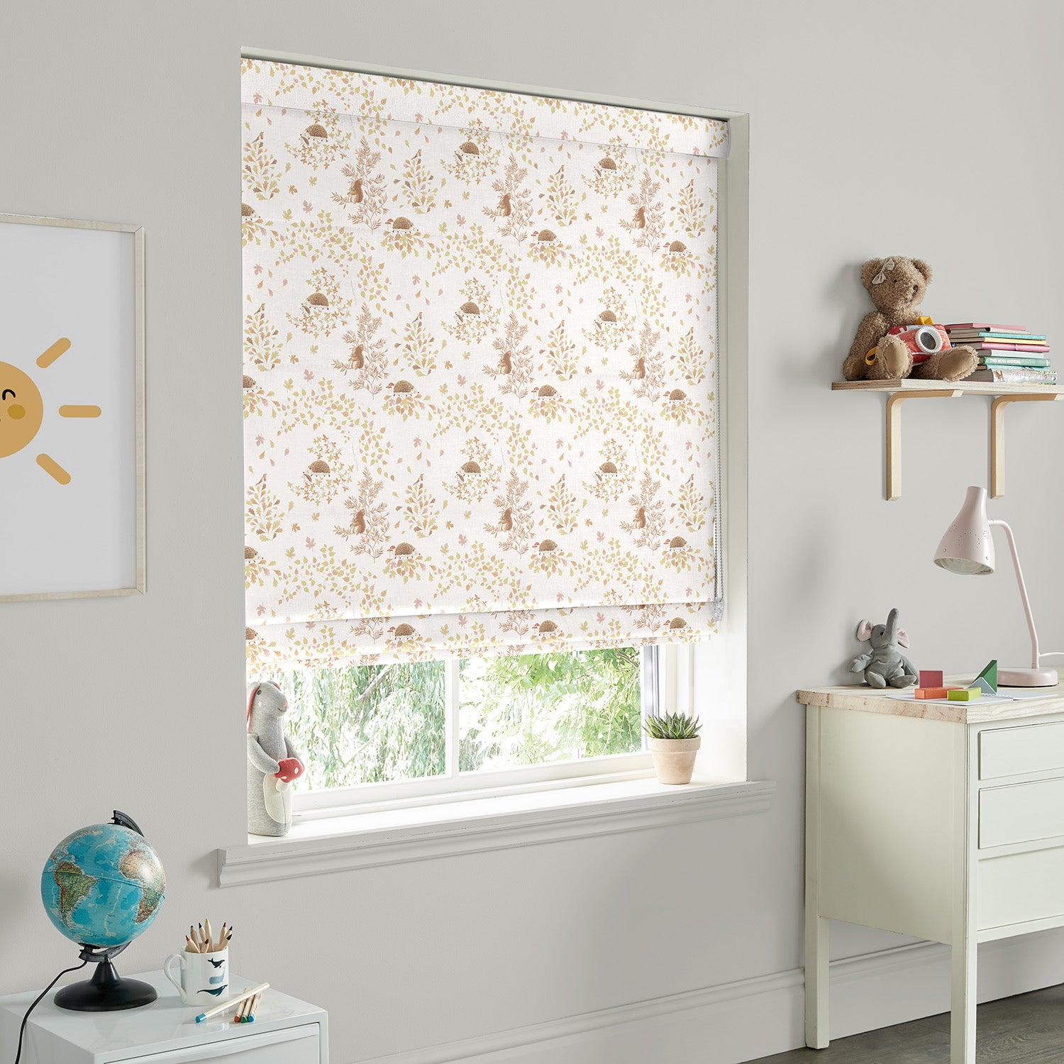 Woodland Friends Off White Made to Measure Roman Blind by Sophie Allport