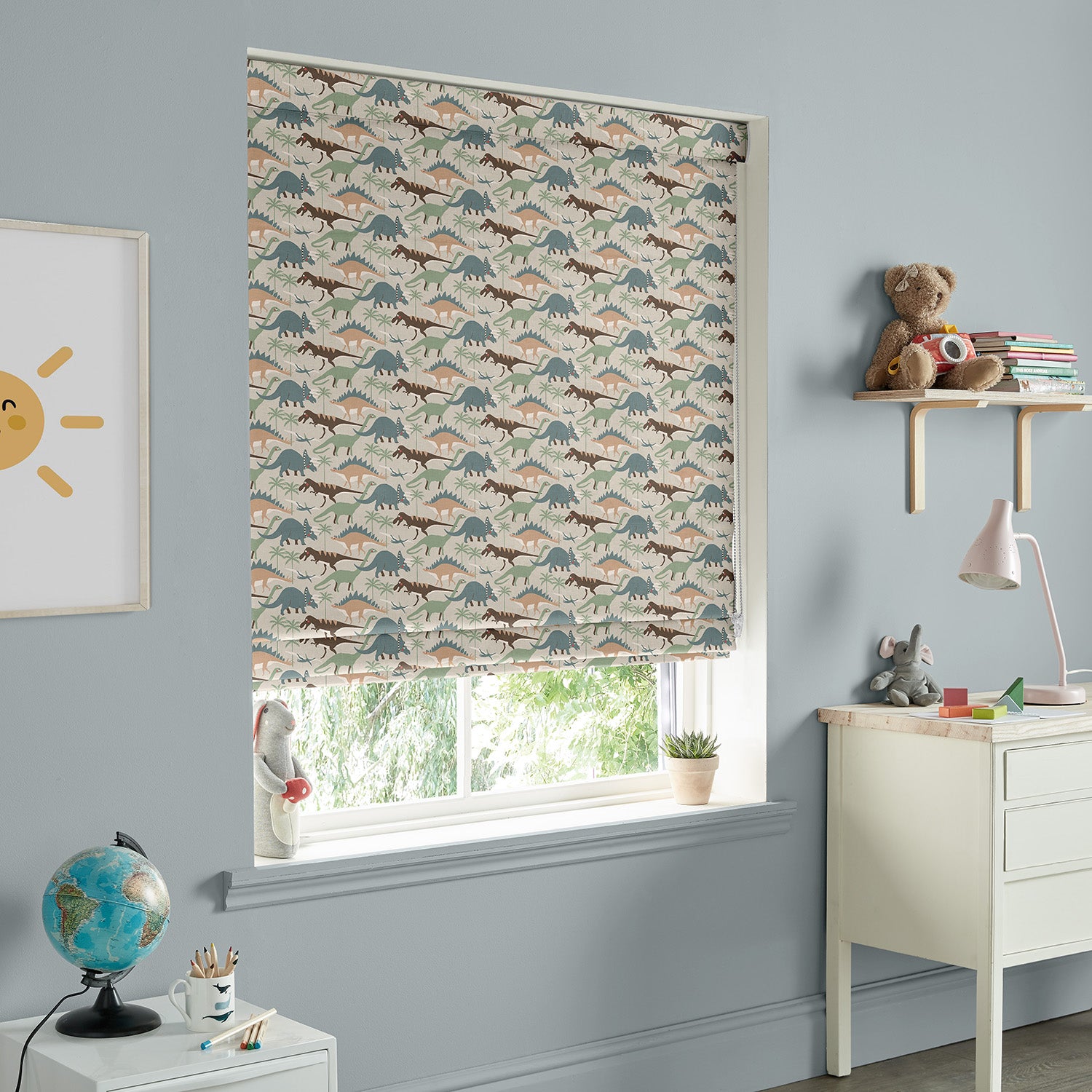 Dinosaur Camouflage Khaki Made to Measure Roman Blind by Sophie Allport