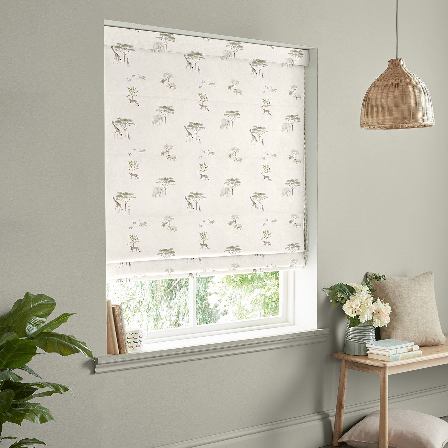 Wild Savannah Off White Made to Measure Roman Blind