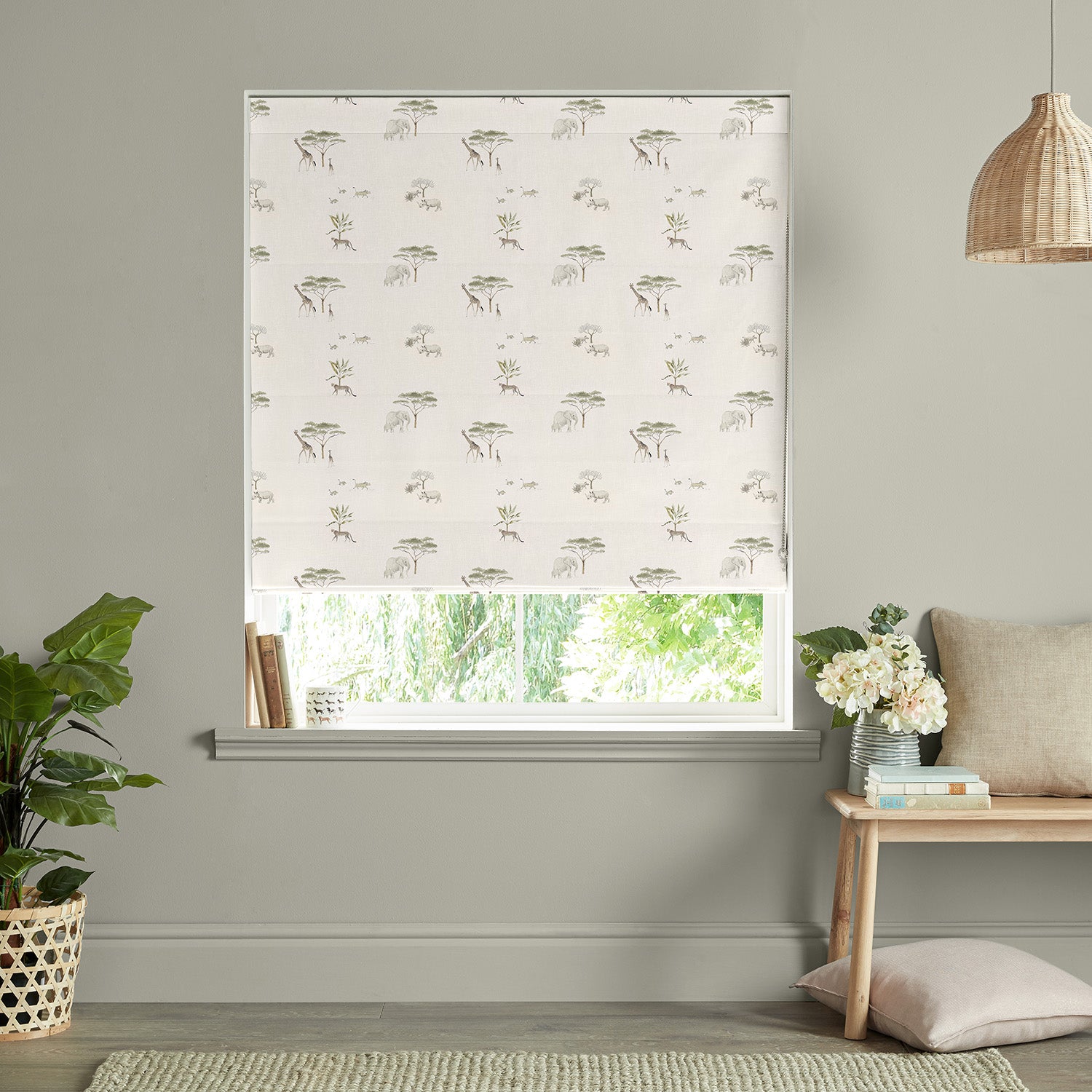 Wild Savannah Off White Made to Measure Roman Blind