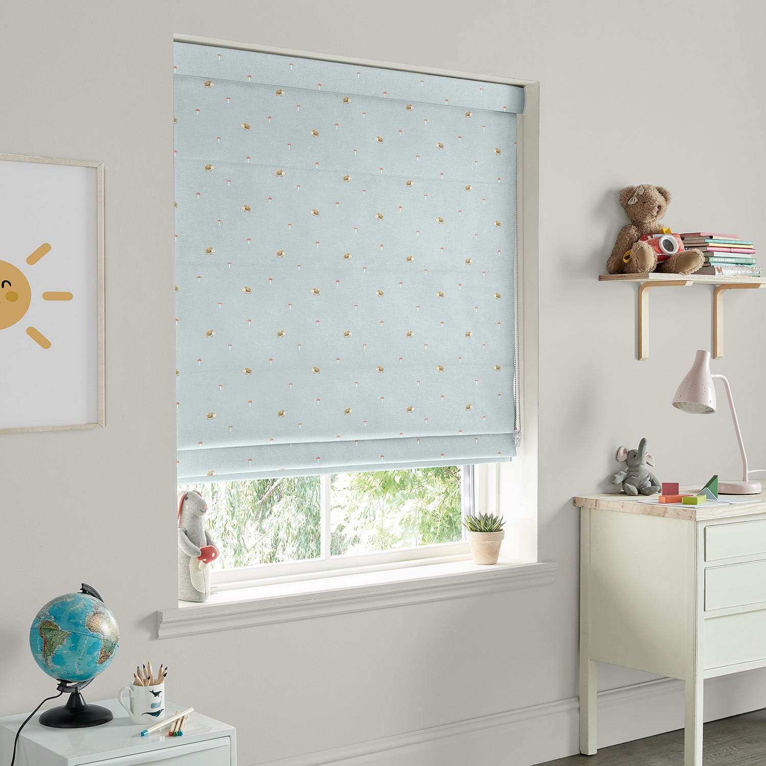 Hedgehogs Blue Made to Measure Roman Blind by Sophie Allport