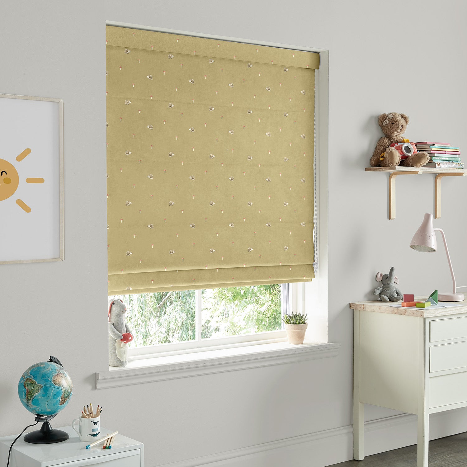 Hedgehogs Mustard Made to Measure Roman Blind by Sophie Allport