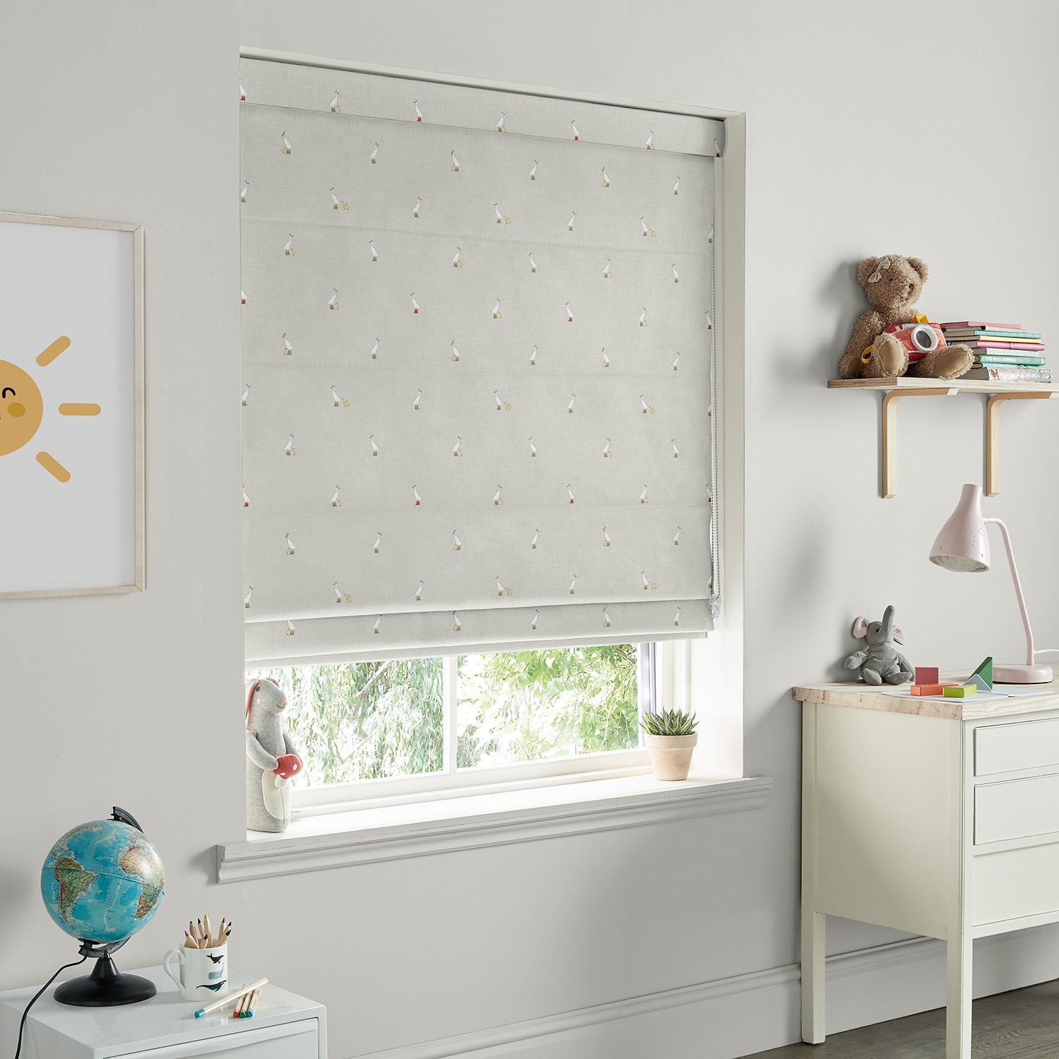 Runner Duck Grey Made to Measure Roman Blind by Sophie Allport