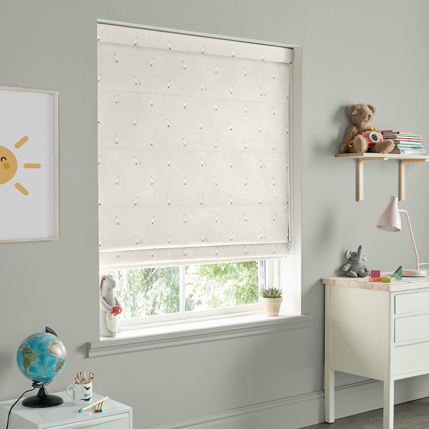 Runner Duck Neutral Made to Measure Roman Blind by Sophie Allport