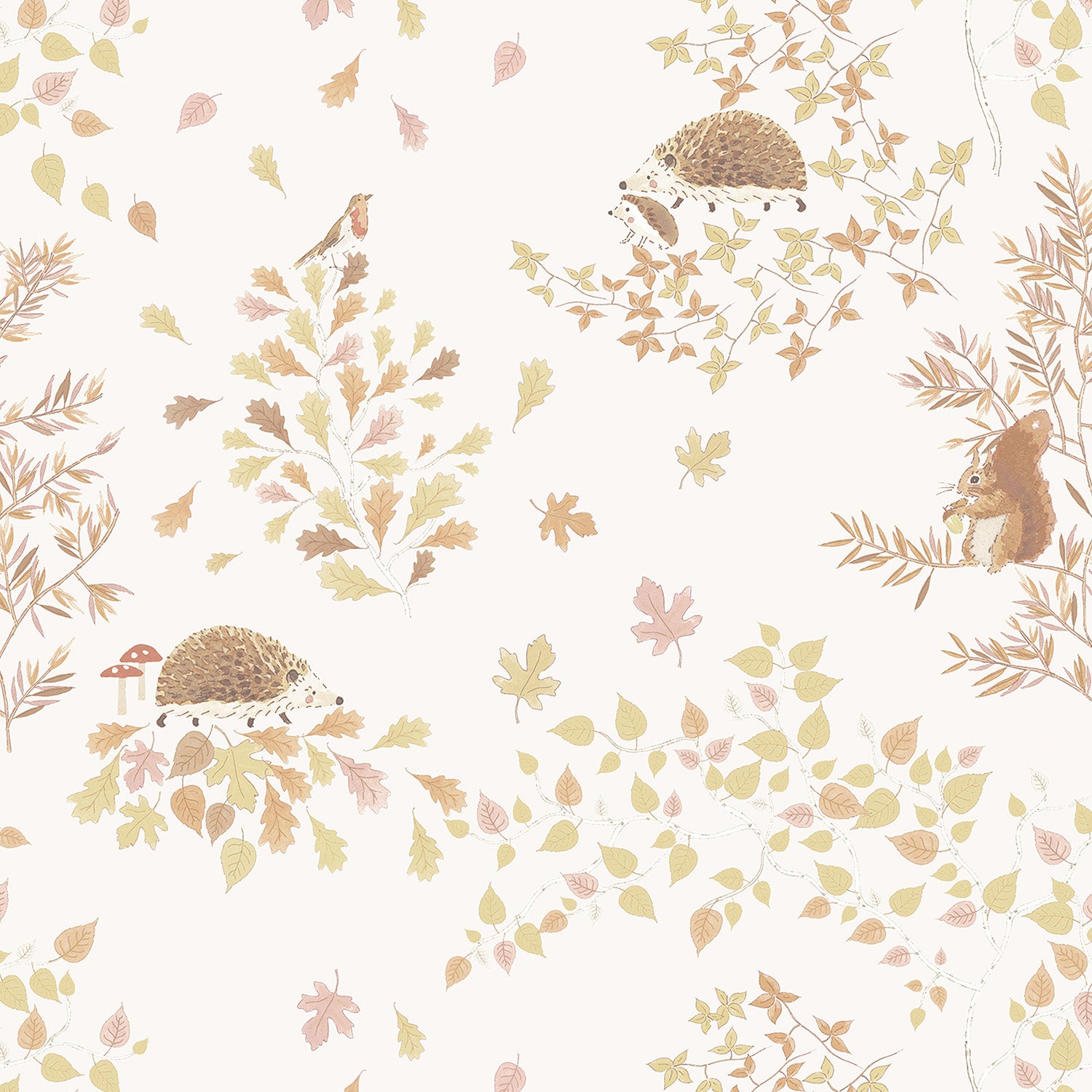 Woodland Friends Off White Made to Measure Curtains Sample by Sophie Allport