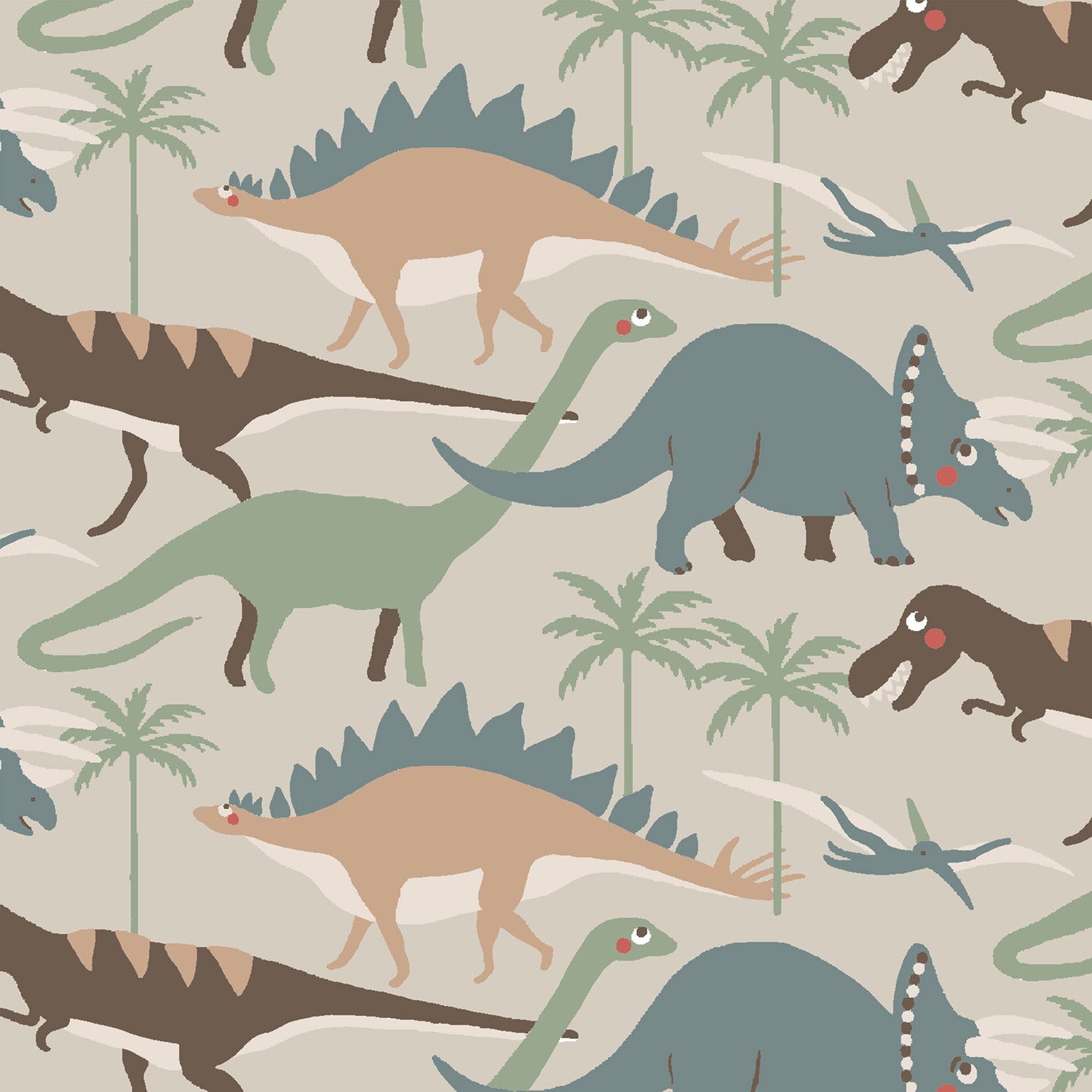 Dinosaurs Camouflage Khaki Roller Blind Sample by Sophie Allport