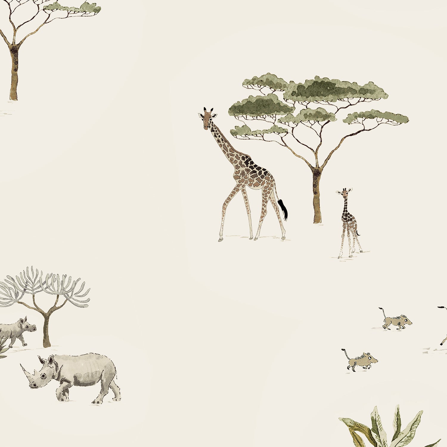 Wild Savannah Off White Roller Blind Sample by Sophie Allport