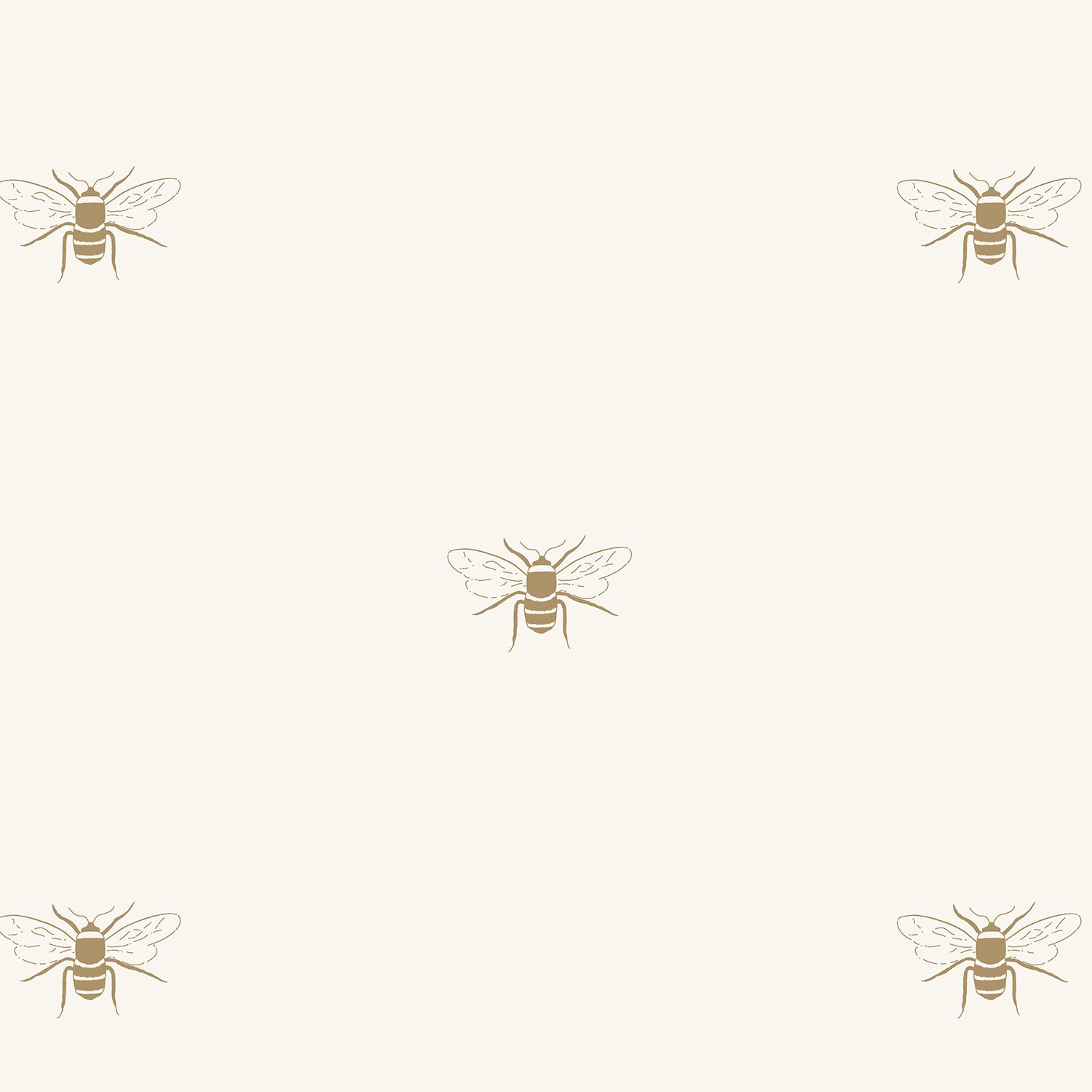 Golden Bees Off White Curtains/Roman Blind Sample by Sophie Allport