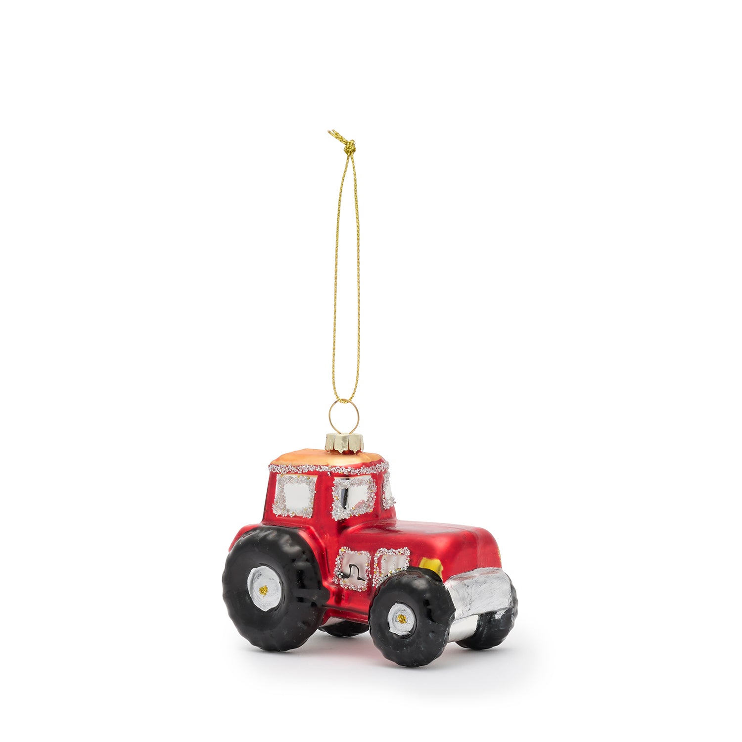 Red Glass Tractor Bauble