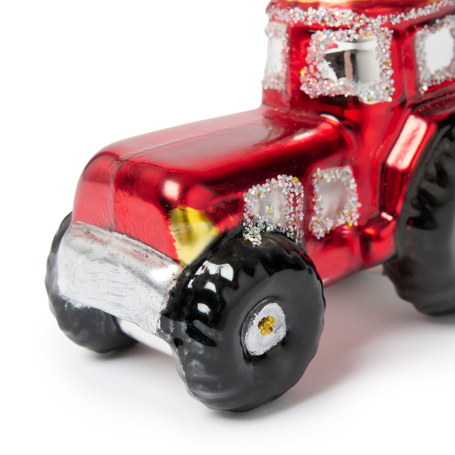 Red Glass Tractor Bauble