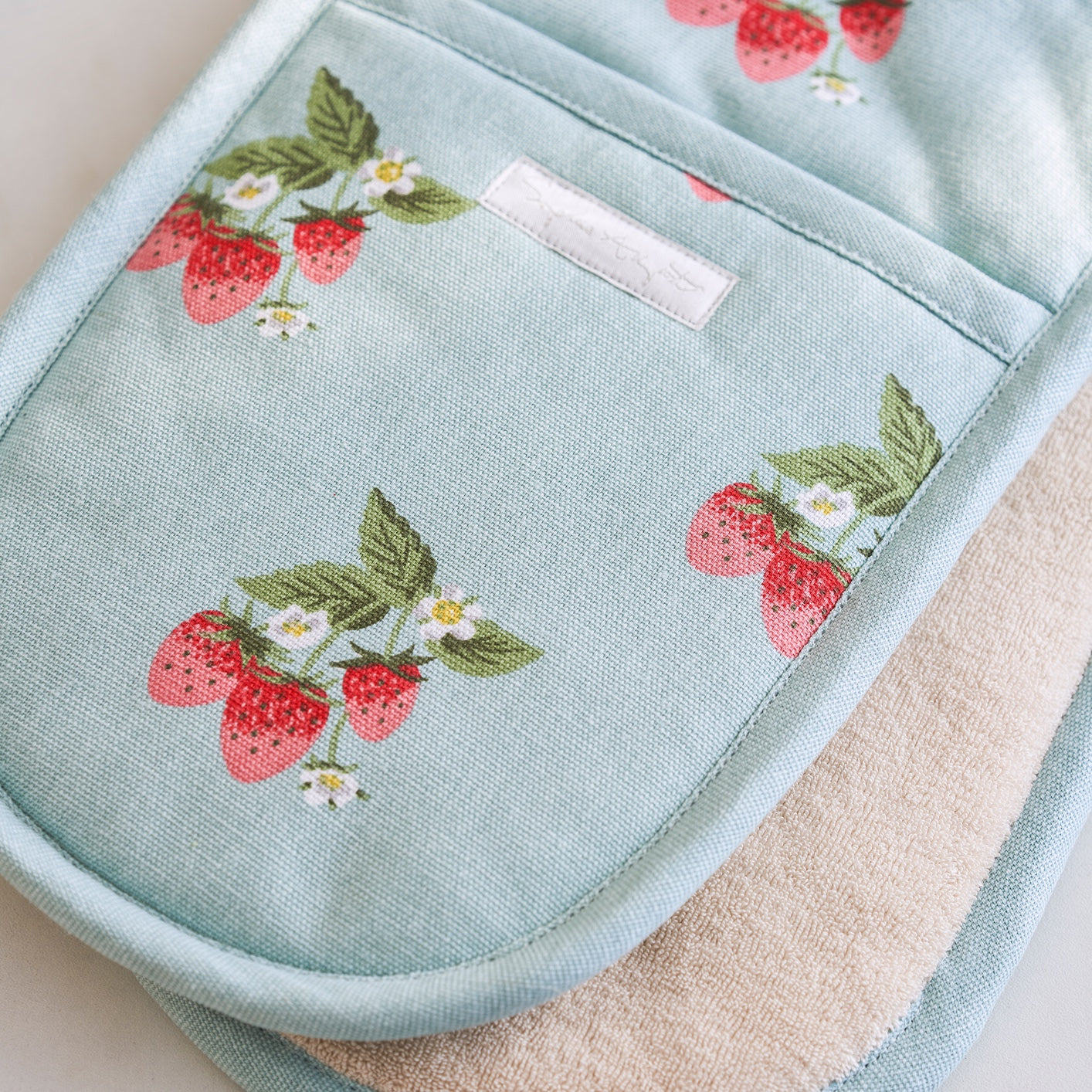 Strawberries Blue Double Oven Glove