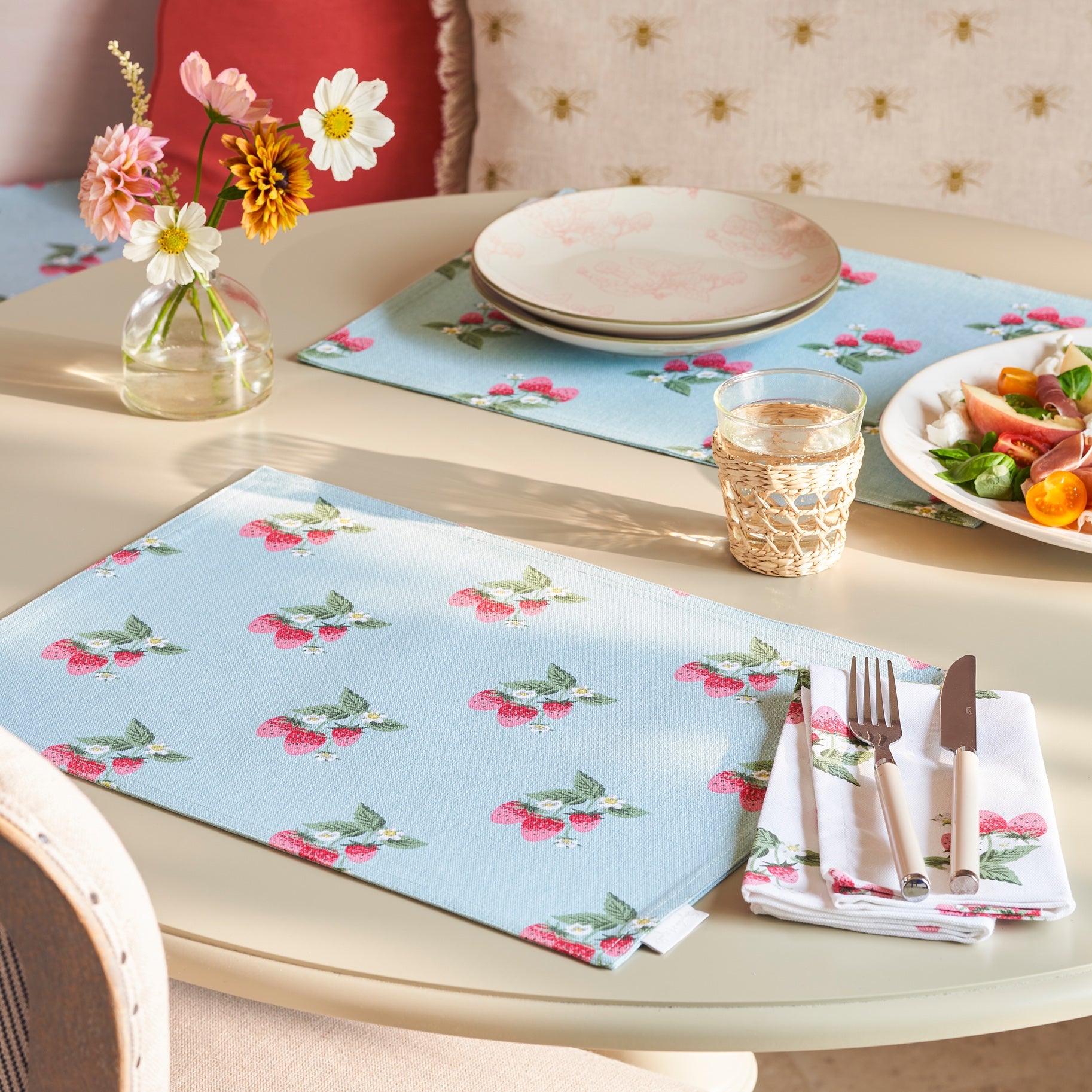 Strawberries Fabric Placemat (Set of 2) by Sophie Allport