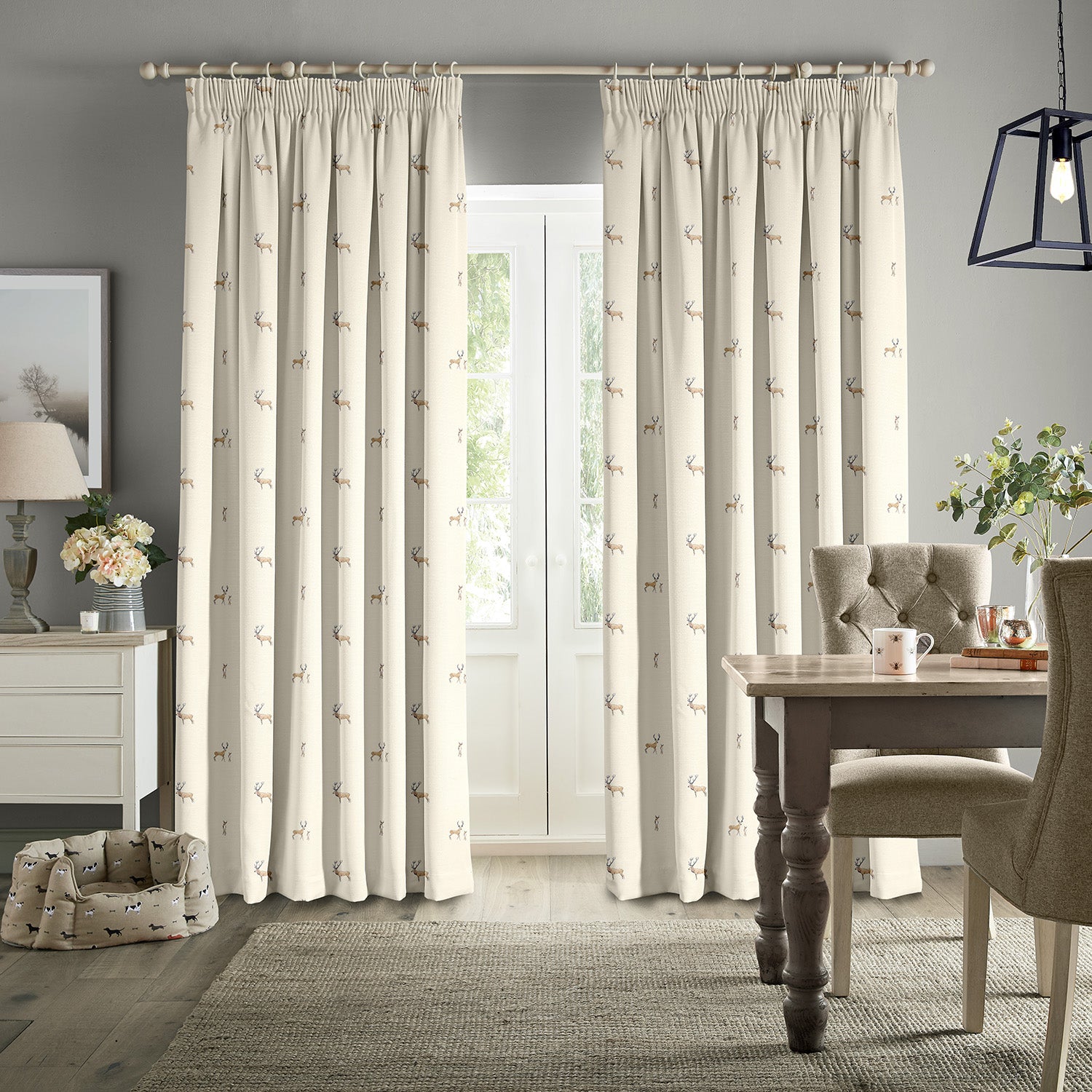 Stags Natural Made to Measure Curtains by Sophie Allport