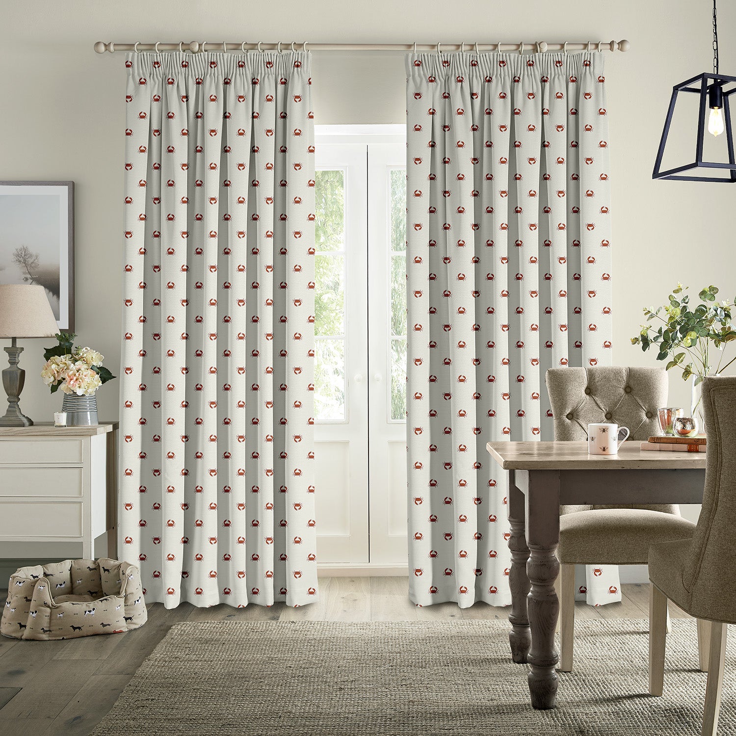 Crab White Made to Measure Curtains by Sophie Allport