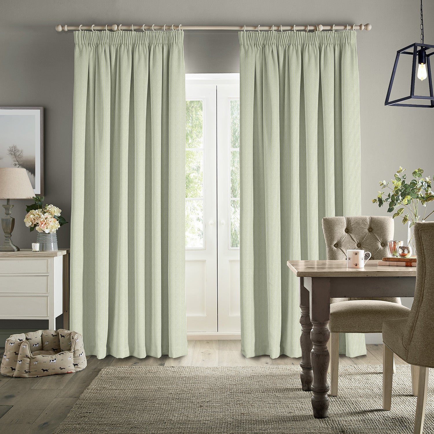 Stamford Stripe Sage Made to Measure Curtains by Sophie Allport